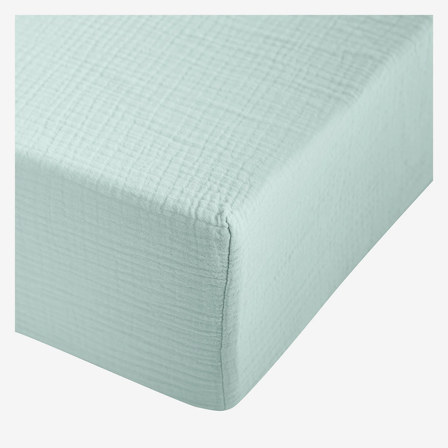 Drap Housse en double gaze de coton - 140 x 190 cm - Céladon - 2