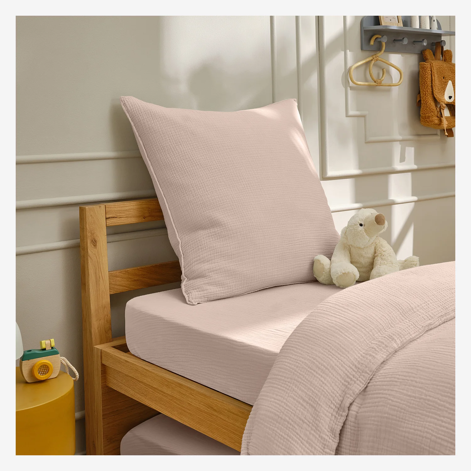 Taie d'oreiller en double gaze de coton - 65 x 65 cm - Rose poudré - 7