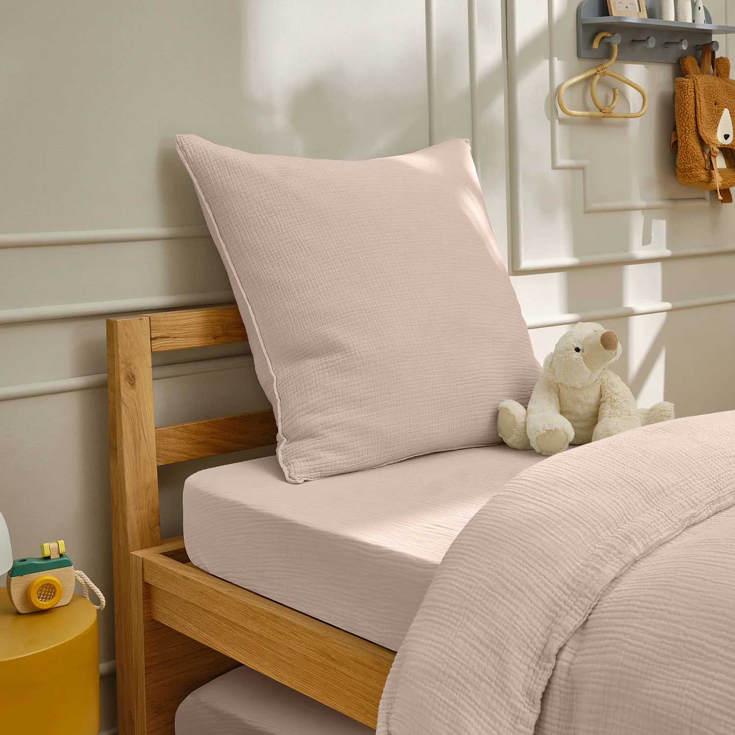Taie d'oreiller en double gaze de coton - 65 x 65 cm - Rose poudré - 7