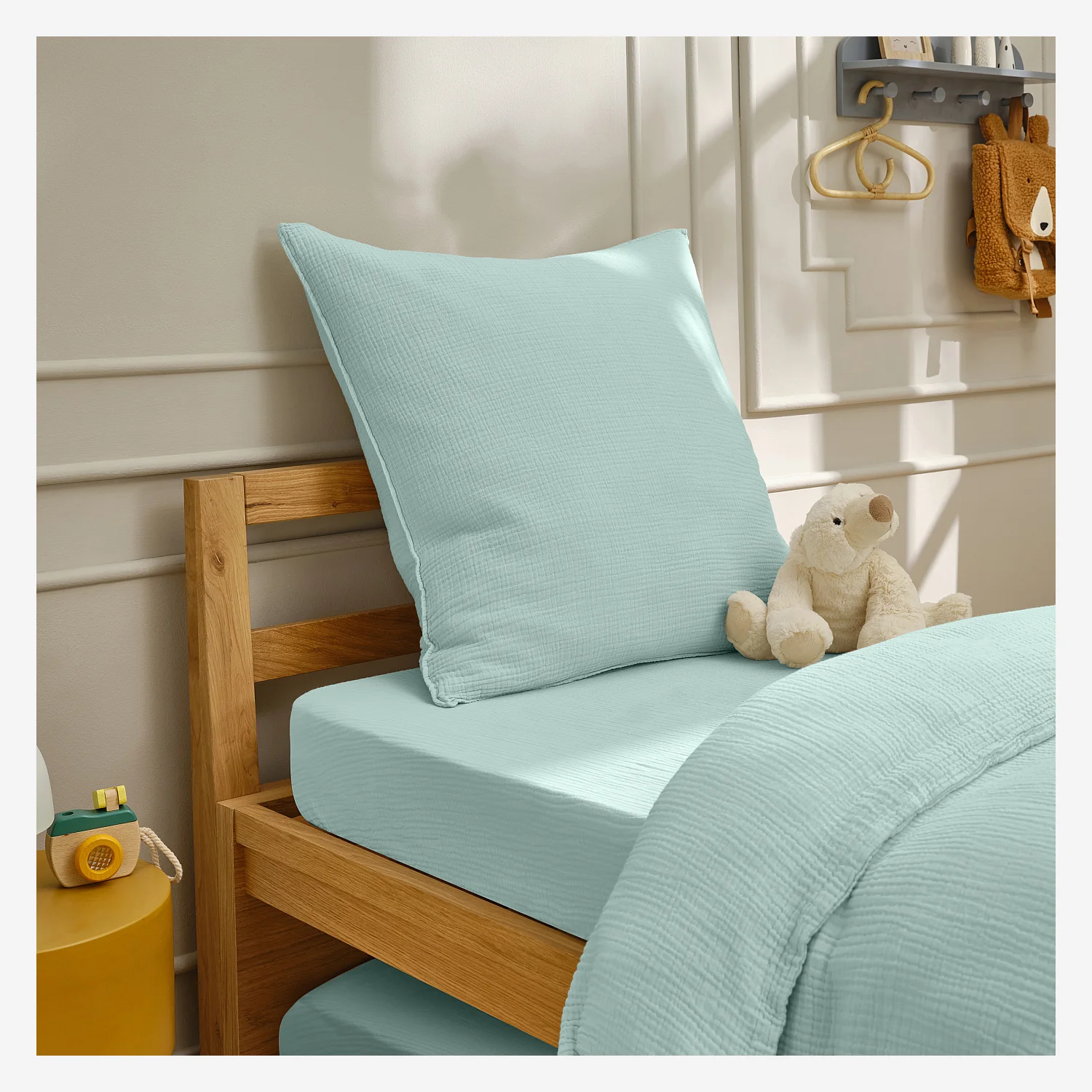 Taie d'oreiller en double gaze de coton - 65 x 65 cm - Céladon - 7