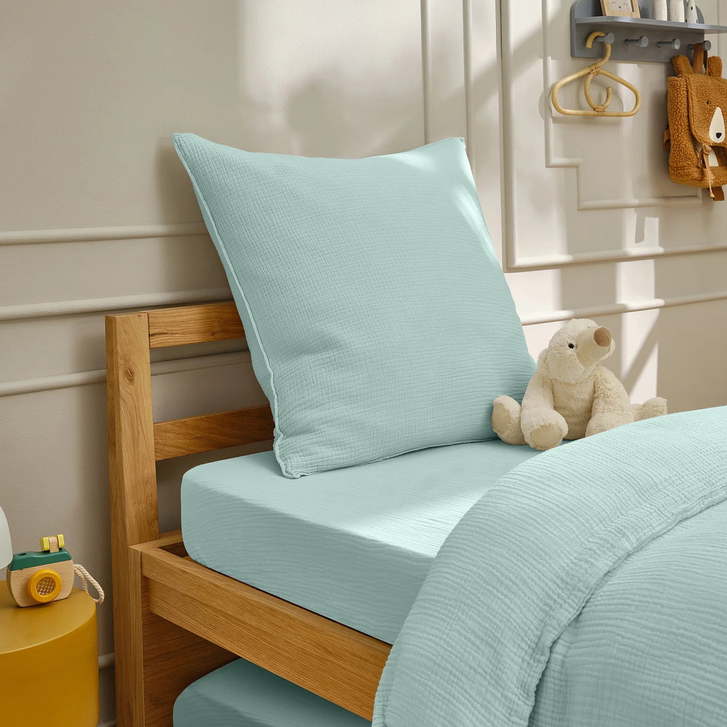 Taie d'oreiller en double gaze de coton - 65 x 65 cm - Céladon - 7