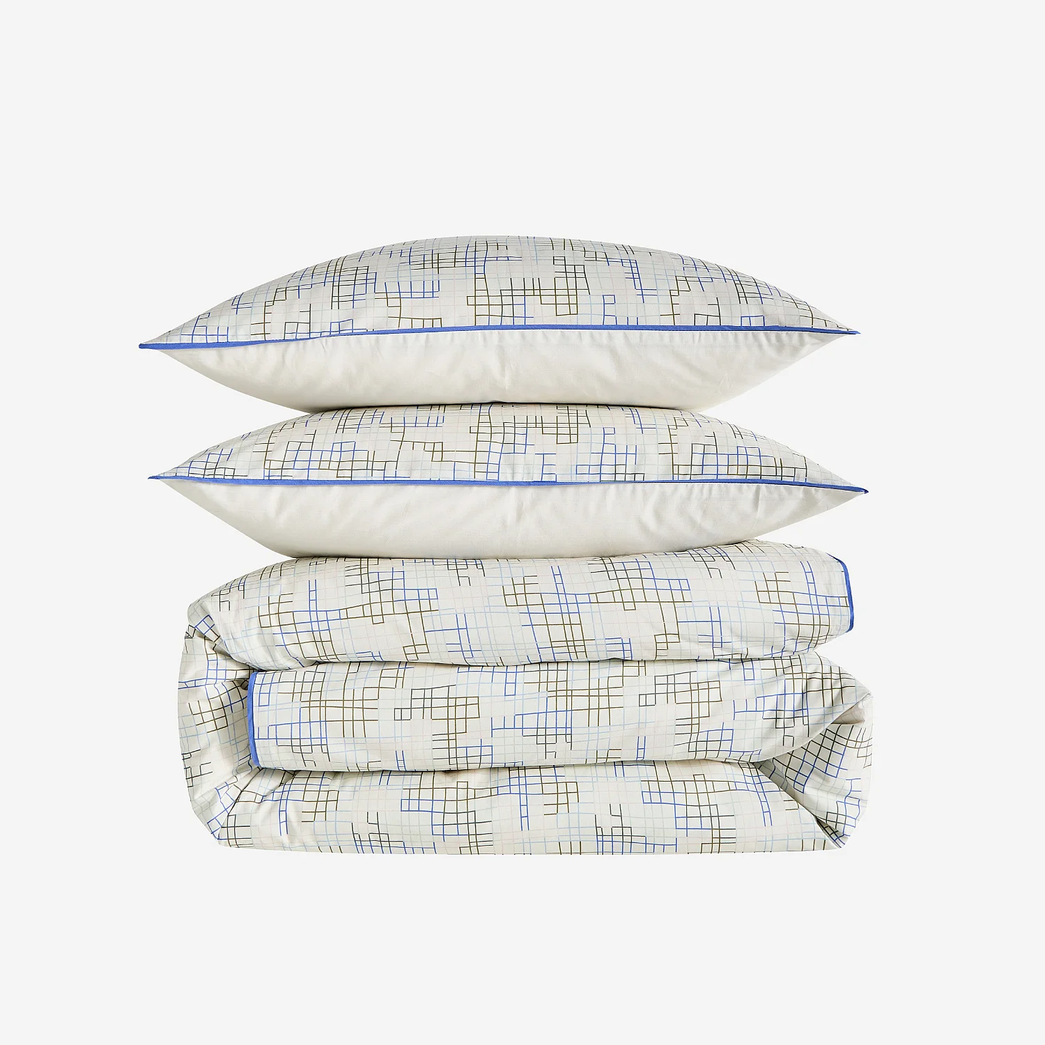 Parure de lit en percale de coton bio - 240 x 220 cm - Motifs à carreaux - Design by Floriane Jacques - 2