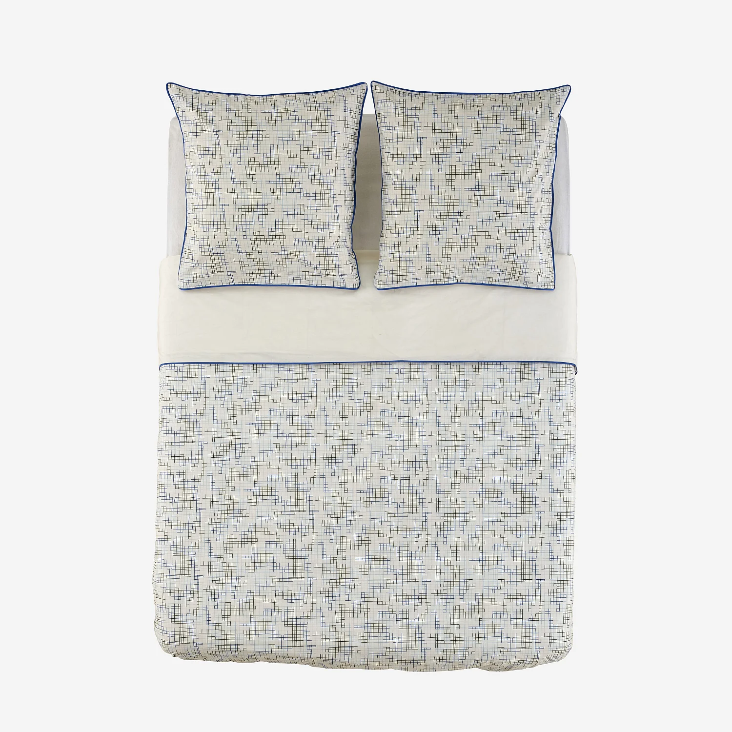 Parure de lit en percale de coton bio - 240 x 220 cm - Motifs à carreaux - Design by Floriane Jacques - 8