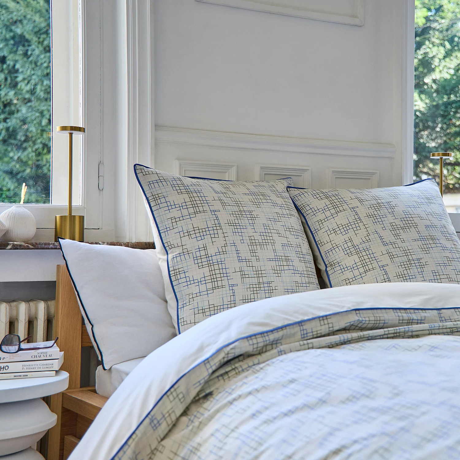 Set letto in percalle di cotone biologico - 260 x 240 cm - Motivi a quadri - Design by Floriane Jacques - 6