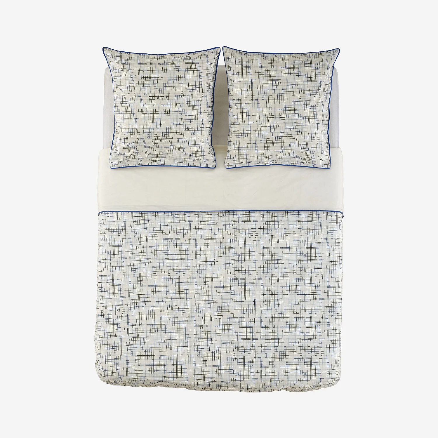 Set letto in percalle di cotone biologico - 260 x 240 cm - Motivi a quadri - Design by Floriane Jacques - 8