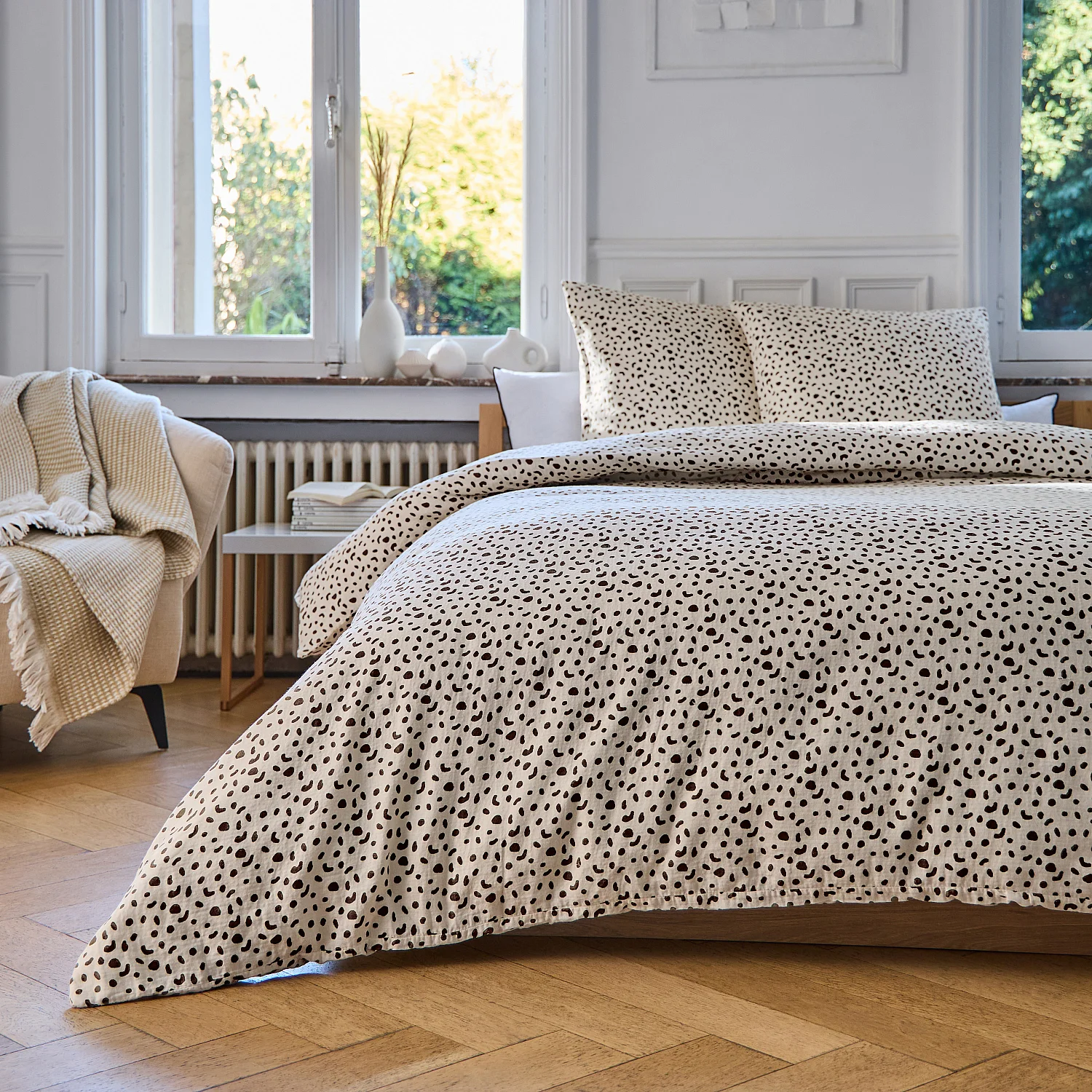 Parure de lit en double gaze de coton - 240 x 220 cm - Marron - Design by Floriane Jacques - 8