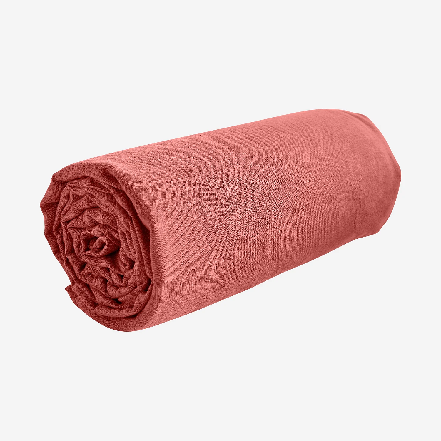 Drap Housse en lin - 140 x 200 cm - Terracotta - 3
