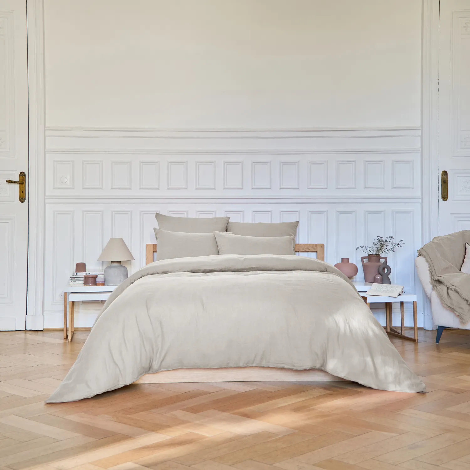 Housse de couette en lin - 260 x 240 cm - Naturel - 1