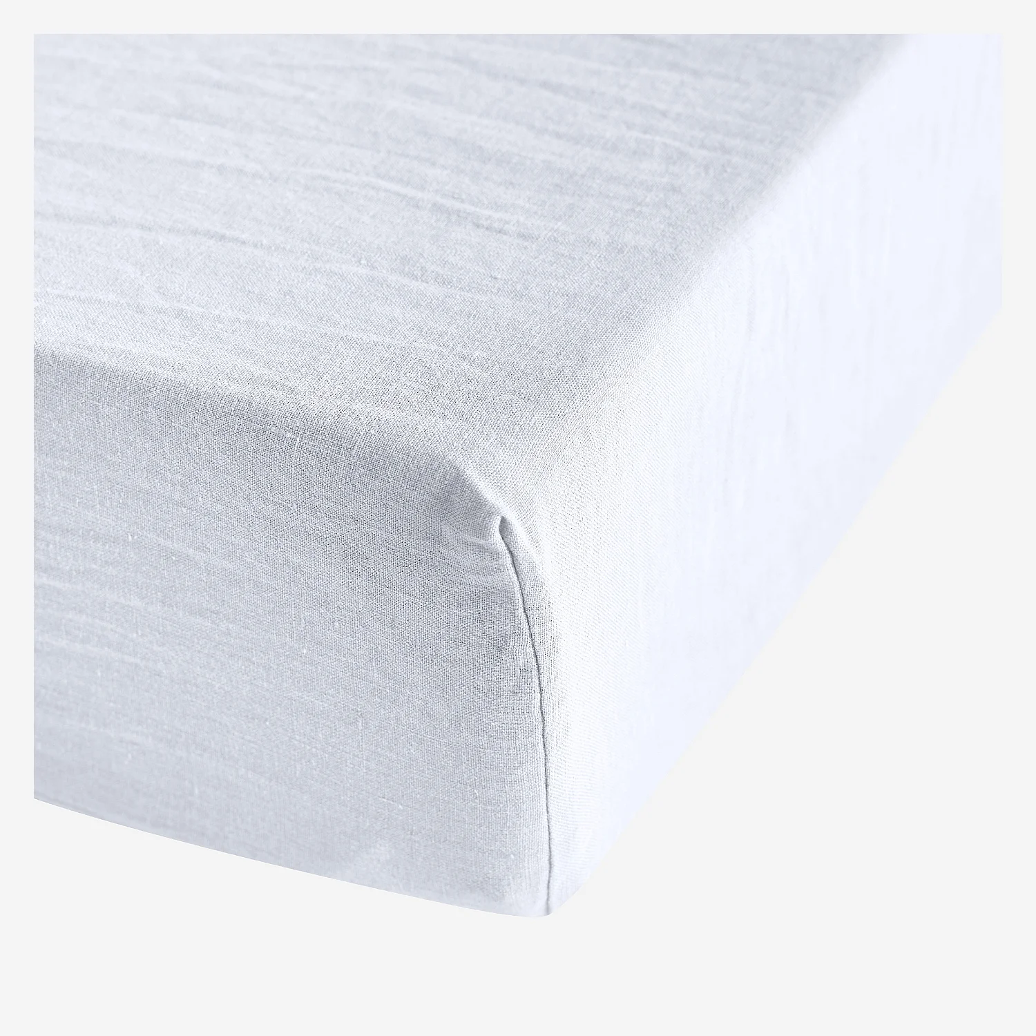 Drap Housse en lin - 160 x 200 cm - Blanc - 2