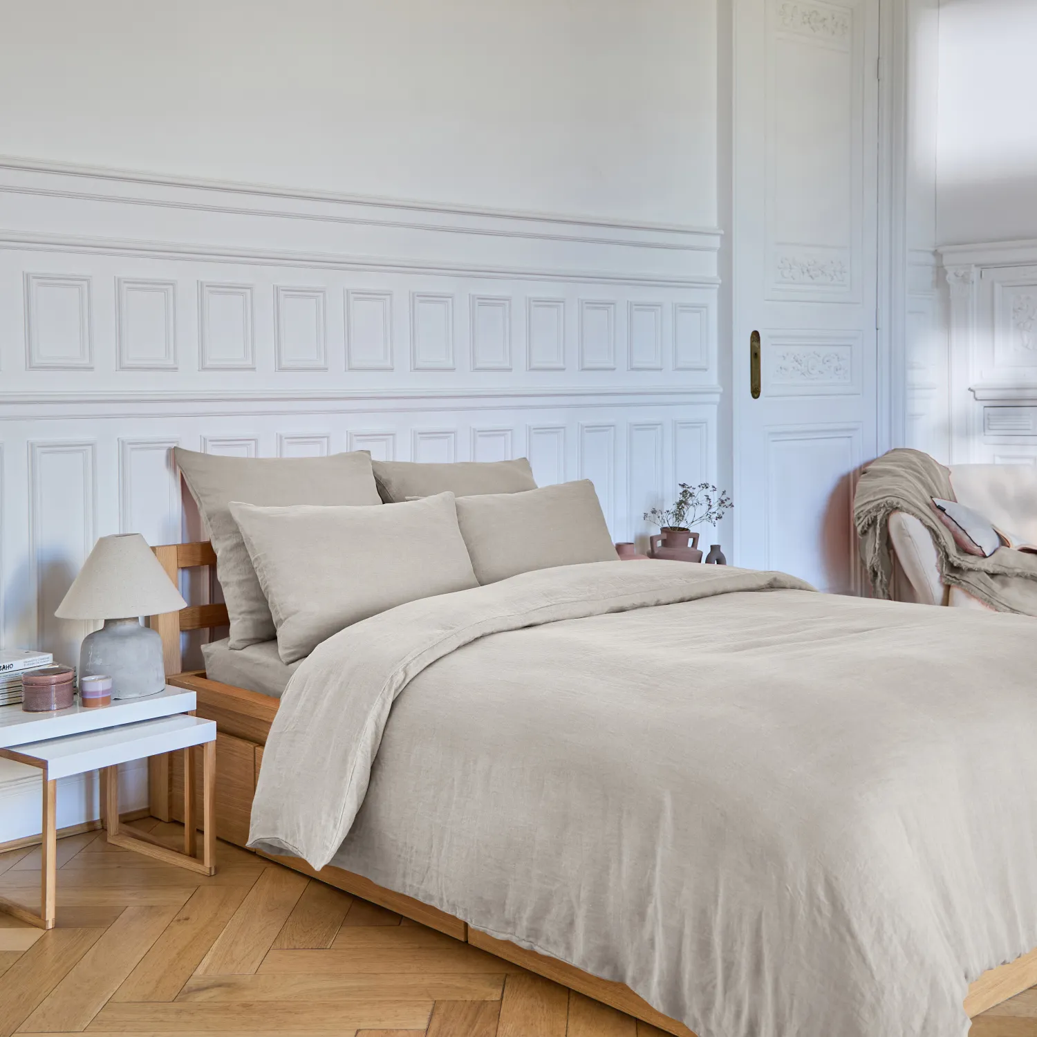 Drap Housse en lin - 140 x 200 cm - Naturel - 1