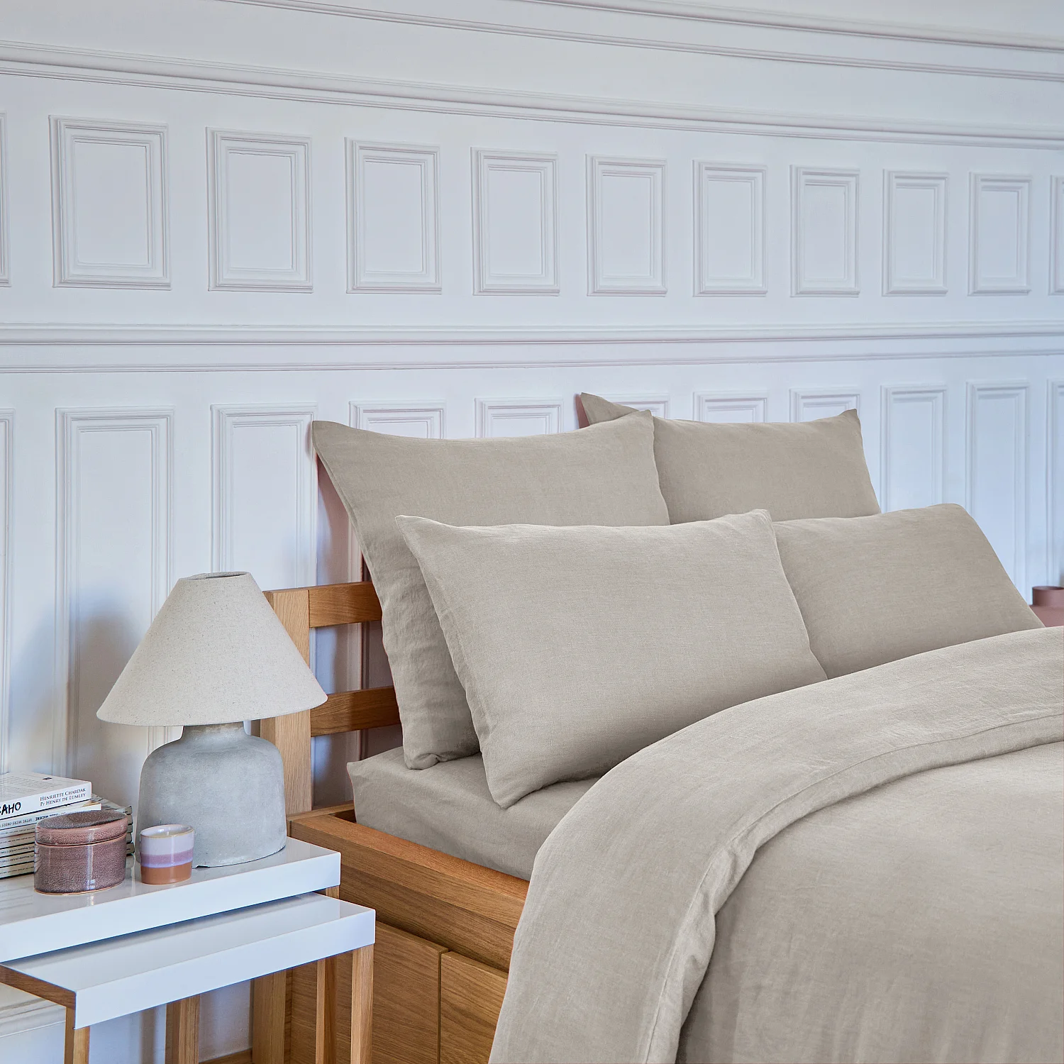 Drap Housse en lin - 160 x 200 cm - Naturel - 4