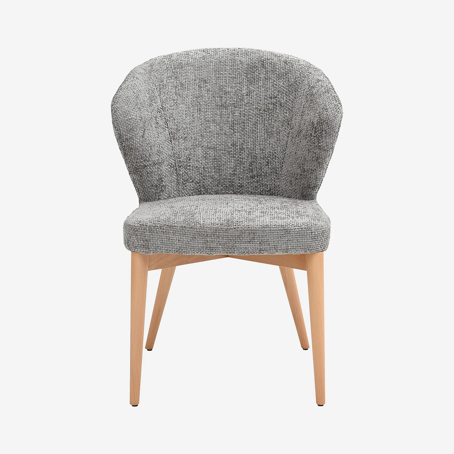 Conjunto de 2 sillas en tejido chenilla y madera maciza color roble - Gris plata - 6