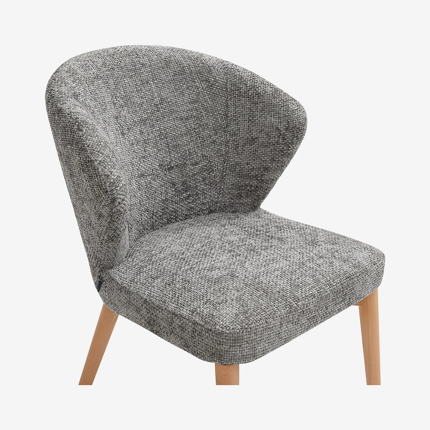 Conjunto de 2 sillas en tejido chenilla y madera maciza color roble - Gris plata - 8