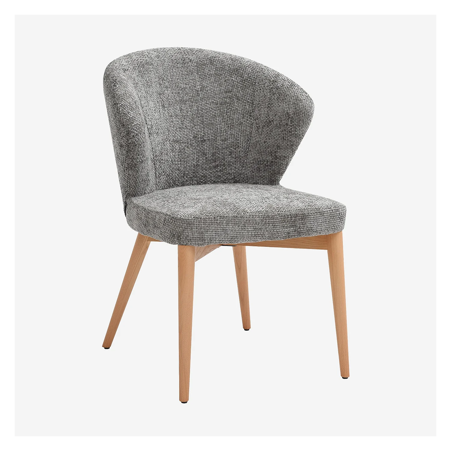 Set di 2 sedie in tessuto chenille e legno massiccio colore quercia - Grigio argento - 2
