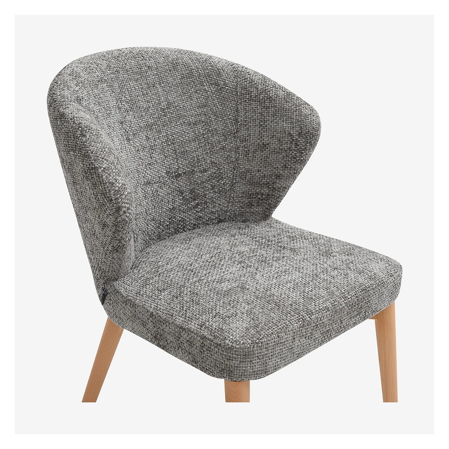 Set di 2 sedie in tessuto chenille e legno massiccio colore quercia - Grigio argento - 5