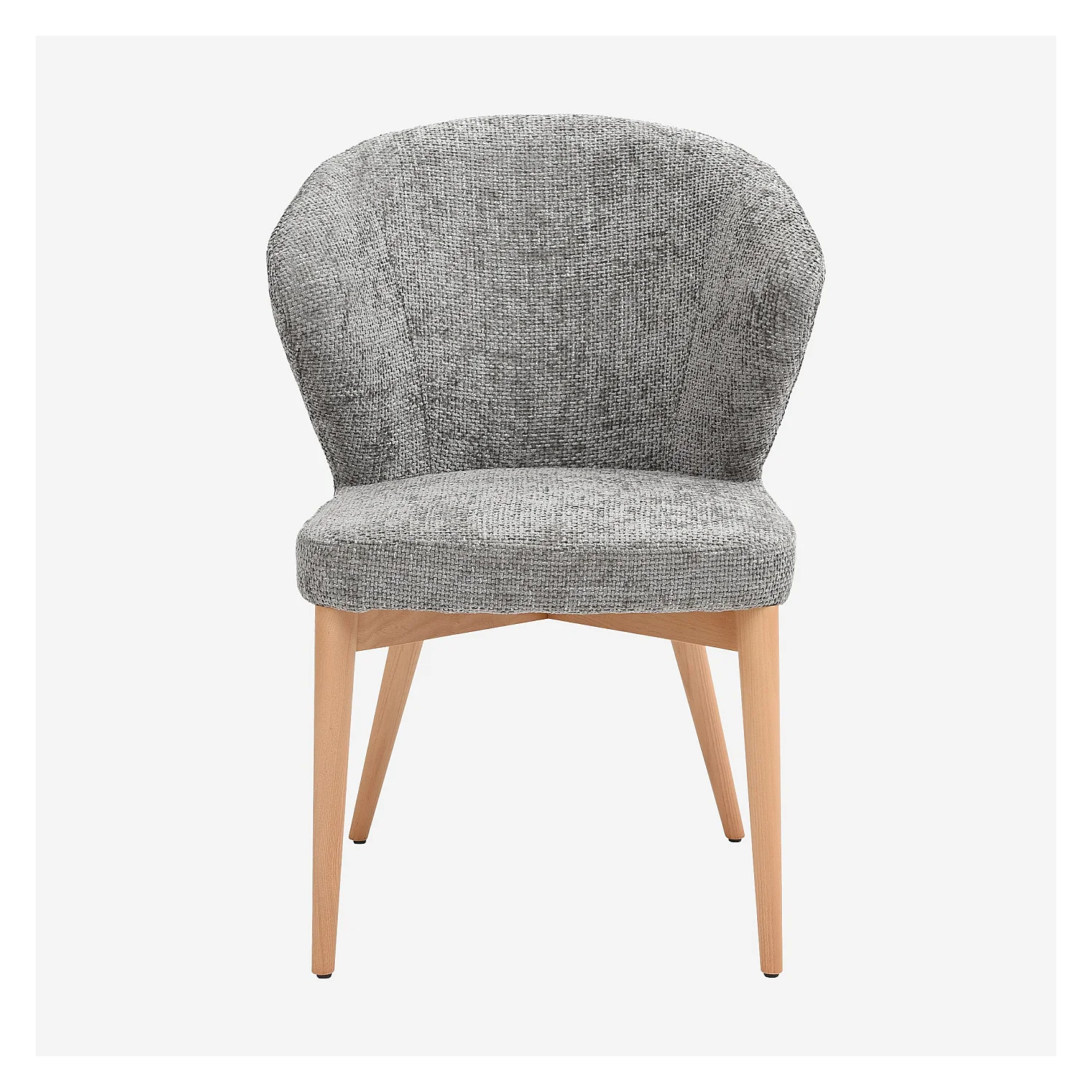 Set di 2 sedie in tessuto chenille e legno massiccio colore quercia - Grigio argento - 8