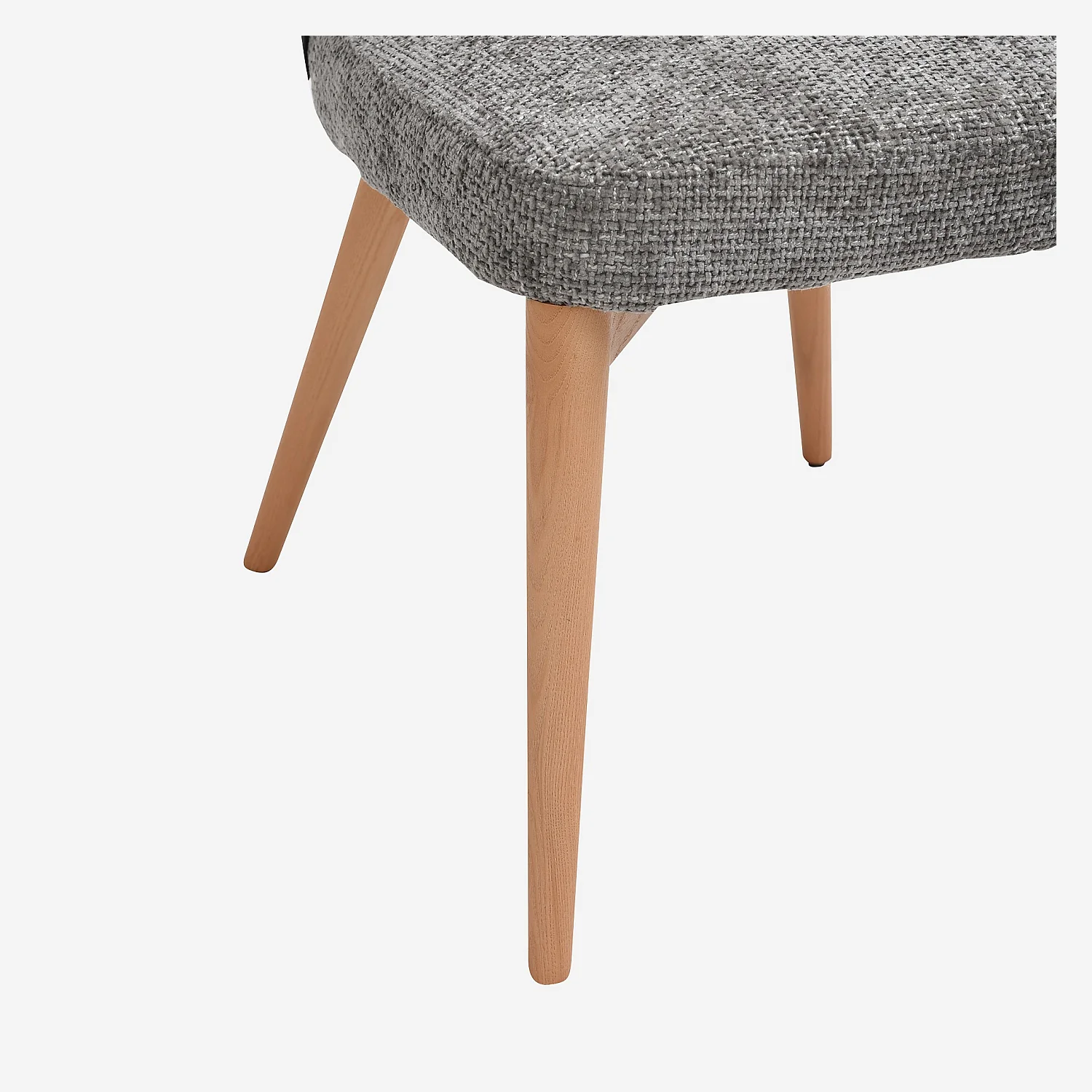 Set di 2 sedie in tessuto chenille e legno massiccio colore quercia - Grigio argento - 4