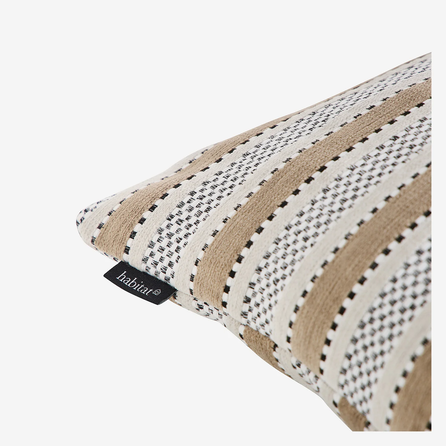 Kussen van jacquard stof - 44 x 44 cm - Streeppatroon - Beige - 10