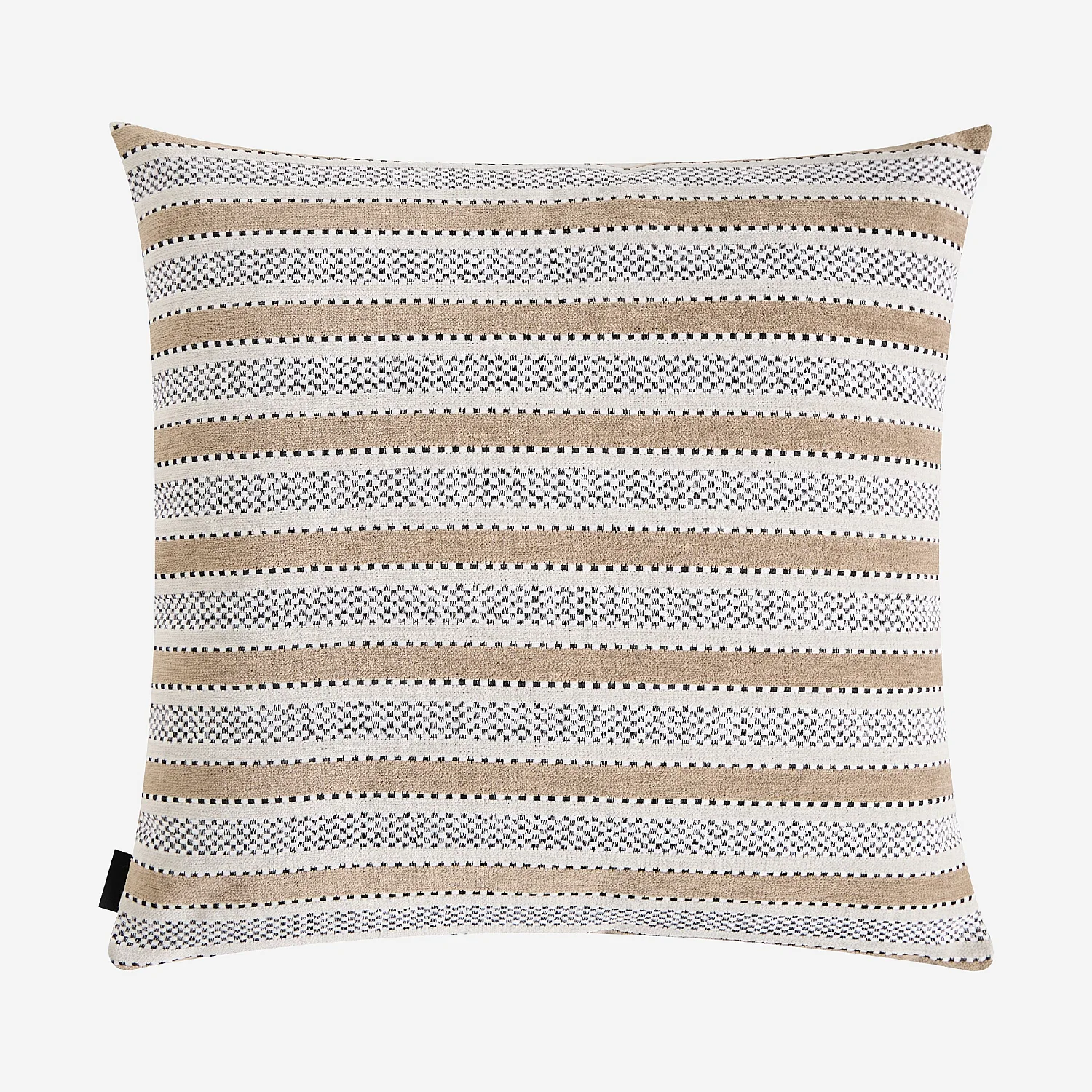 Kussen van jacquard stof - 44 x 44 cm - Streeppatroon - Beige - 9