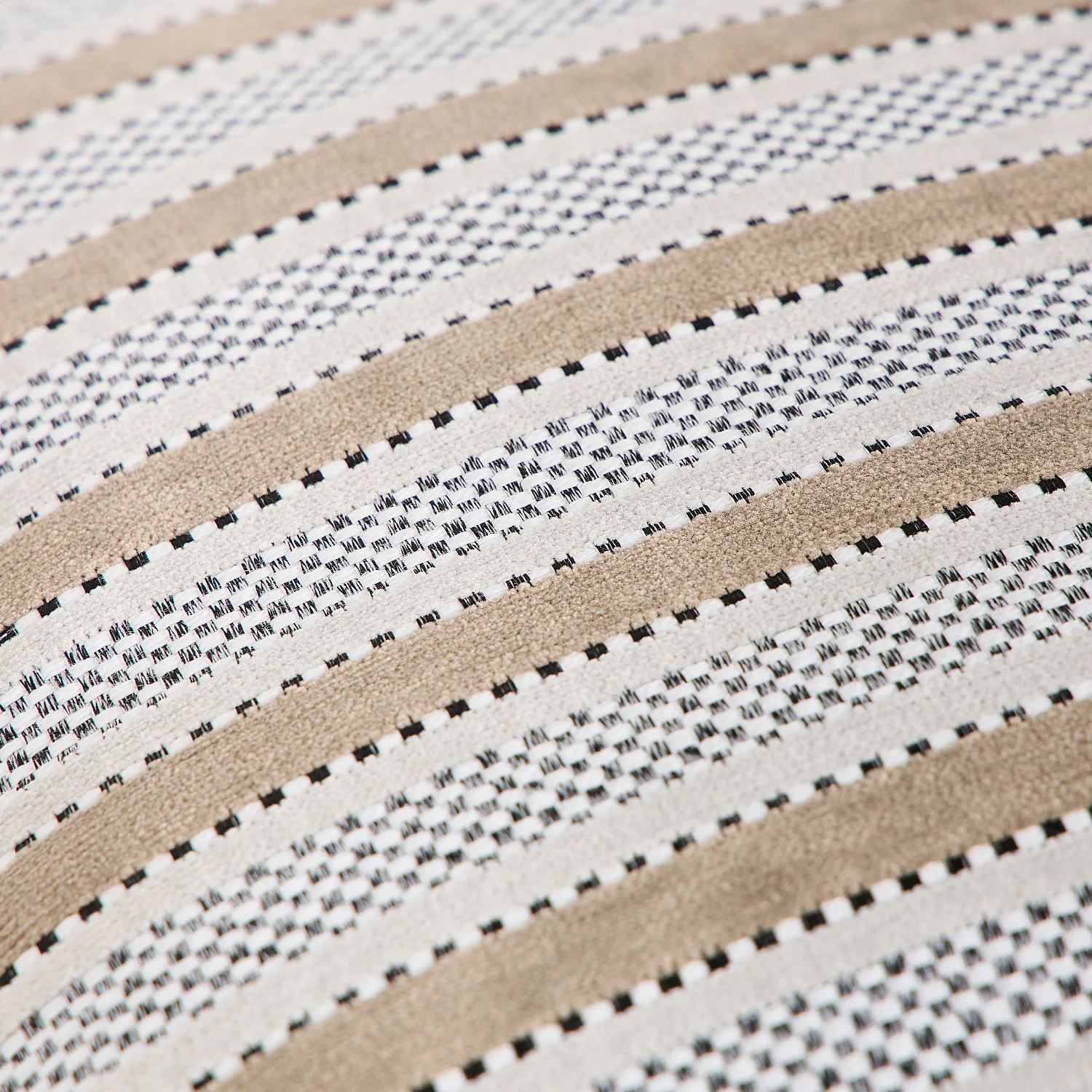 Coussin en tissu jacquard - 44 x 44 cm - Motifs à rayures - Beige - 4