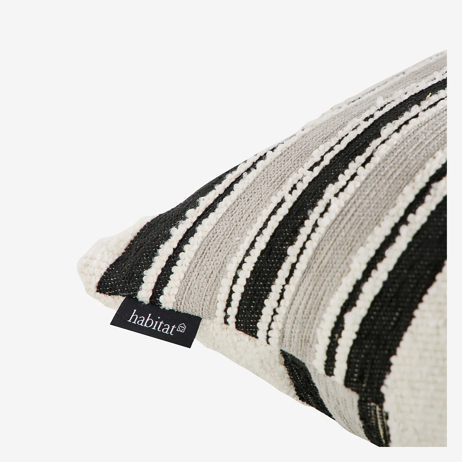 Kussen van jacquard bouclé stof - 44 x 44 cm - Streeppatroon - Grijs - 10