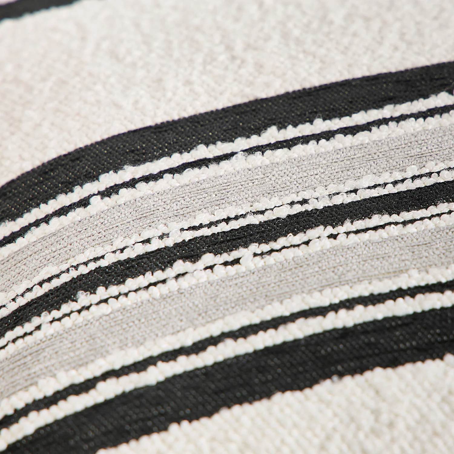 Kussen van jacquard bouclé stof - 44 x 44 cm - Streeppatroon - Grijs - 4