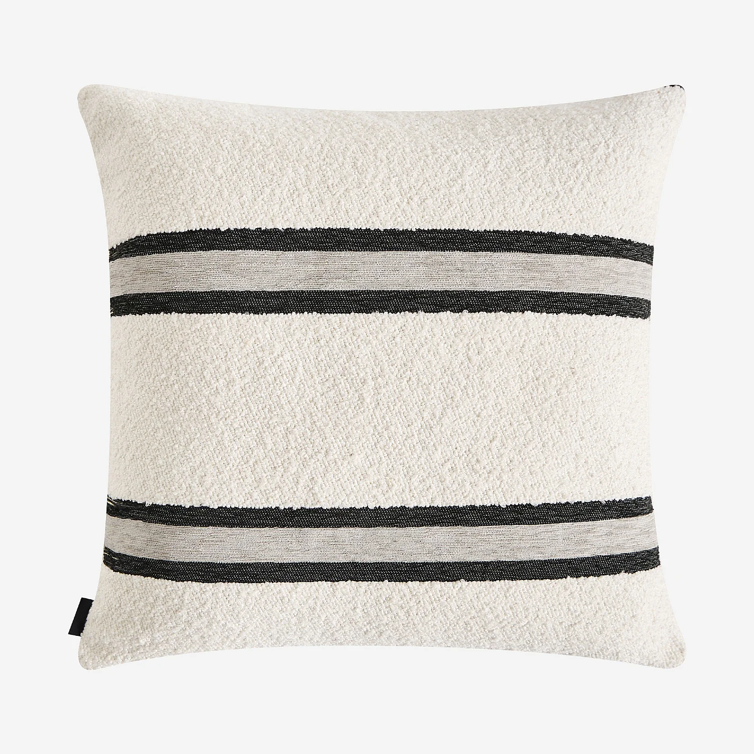 Kussen van jacquard bouclé stof - 44 x 44 cm - Streeppatroon - Grijs - 5