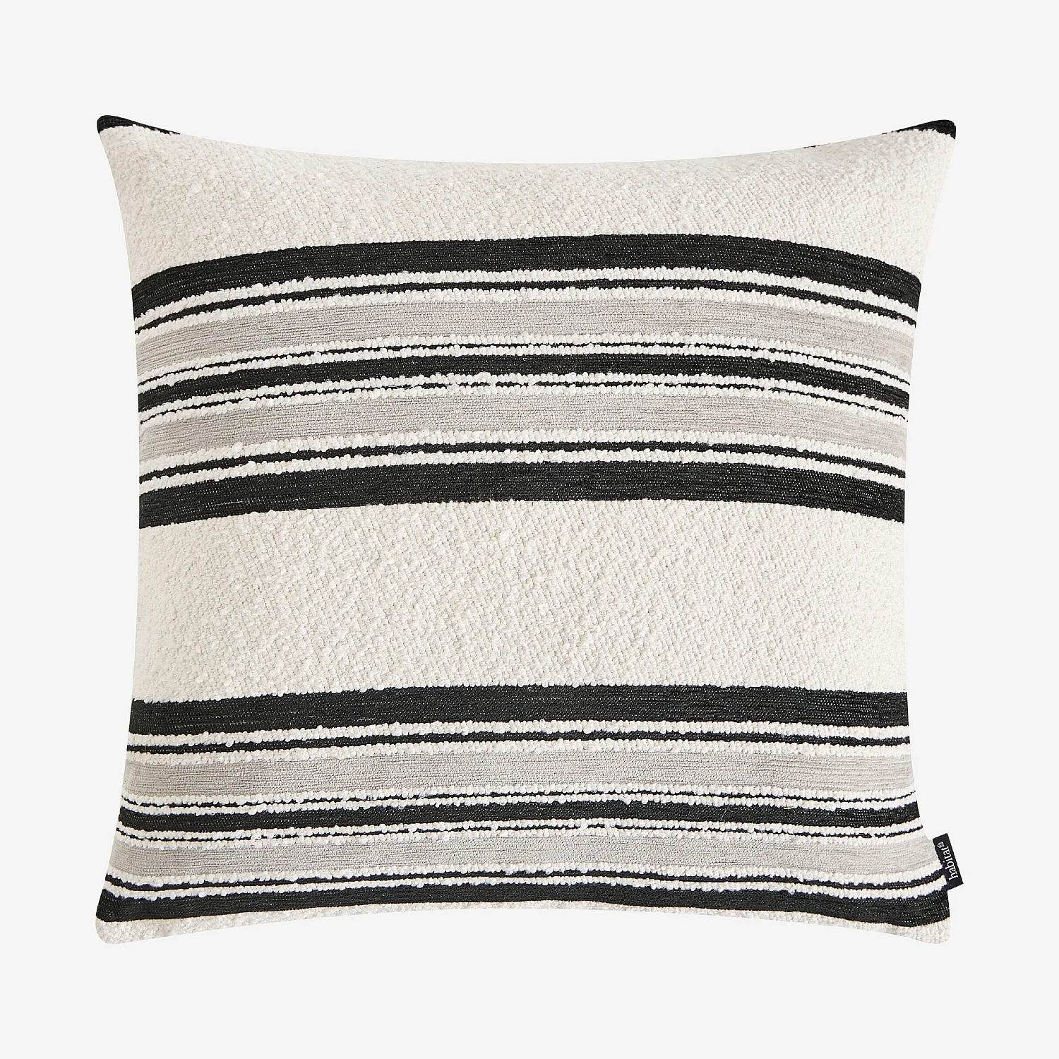 Coussin en tissu jacquard bouclette - 44 x 44 cm - Motifs à rayures - Gris - 2