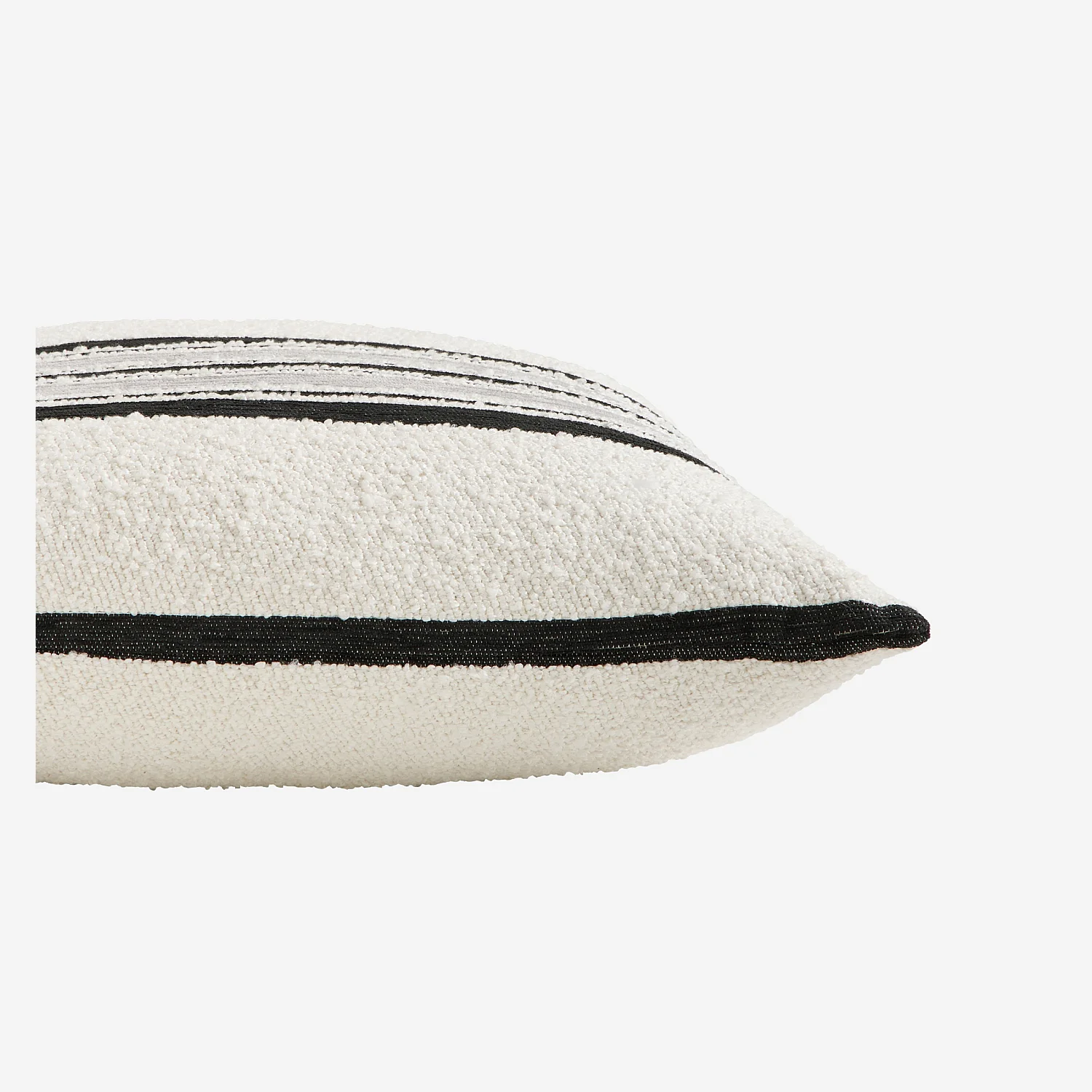 Coussin en tissu jacquard bouclette - 44 x 44 cm - Motifs à rayures - Gris - 8
