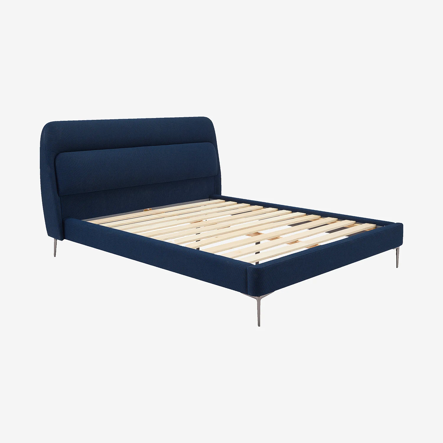 Ensemble lit 160 x 200 cm en tissu 3D et matelas Hybride Excellence - Bleu marine - 4