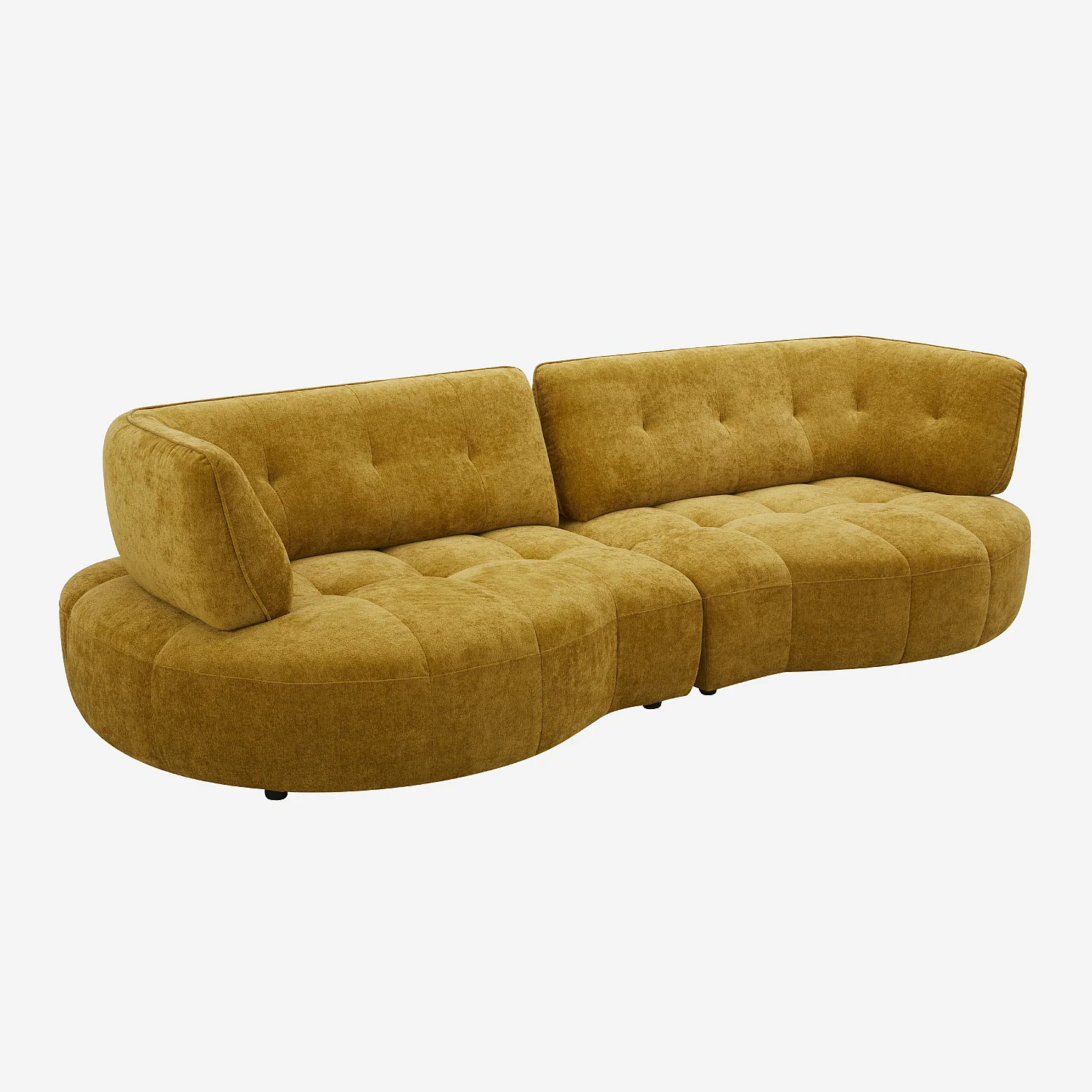 Canapé 4 places capitonné en tissu avec dossier avance-recule - Miel - 6