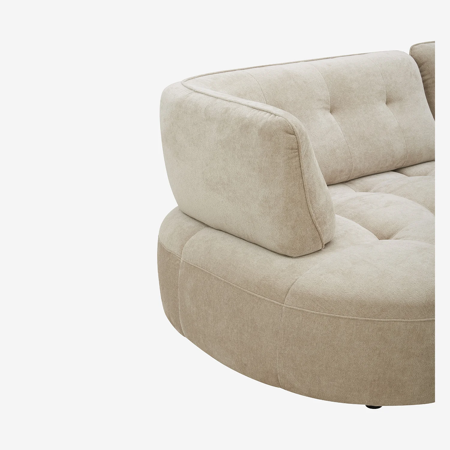 Canapé 4 places capitonné en tissu avec dossier avance-recule - Crème - 5