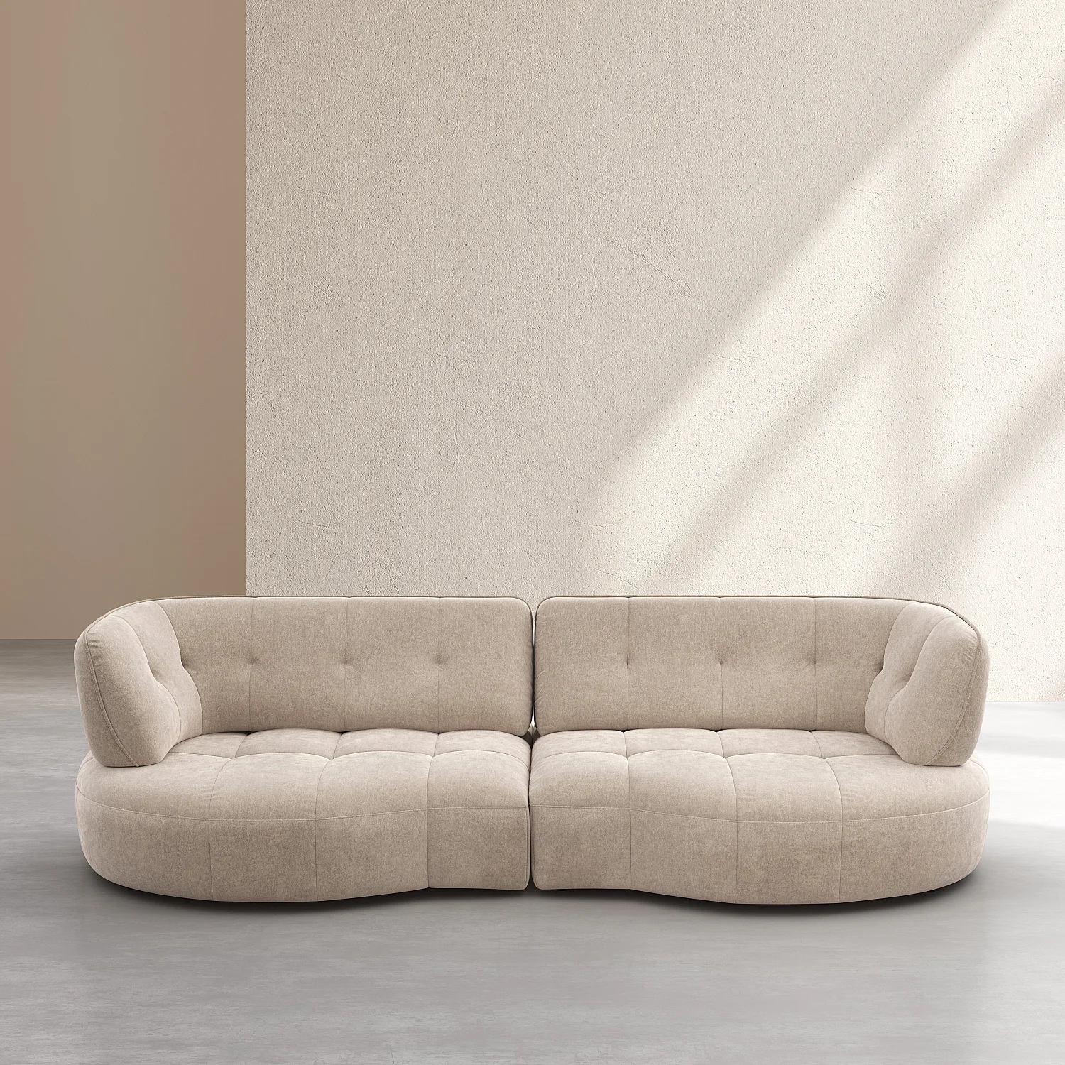 Divano 4 posti trapuntato in tessuto con schienale avanti-indietro - Crema - 1