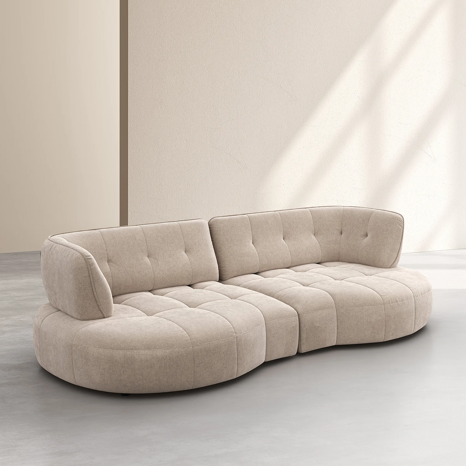 Divano 4 posti trapuntato in tessuto con schienale avanti-indietro - Crema - 6