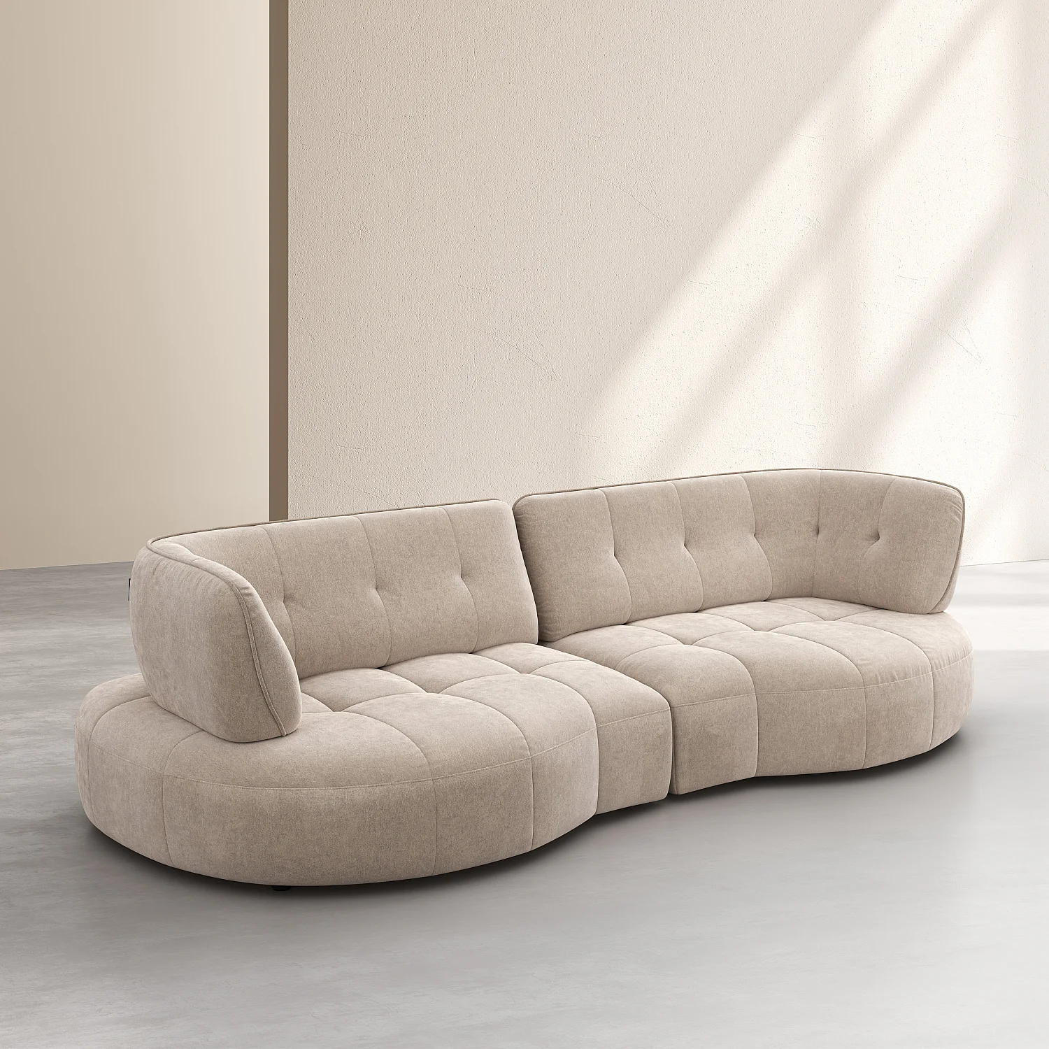 Divano 4 posti trapuntato in tessuto con schienale avanti-indietro - Crema - 7