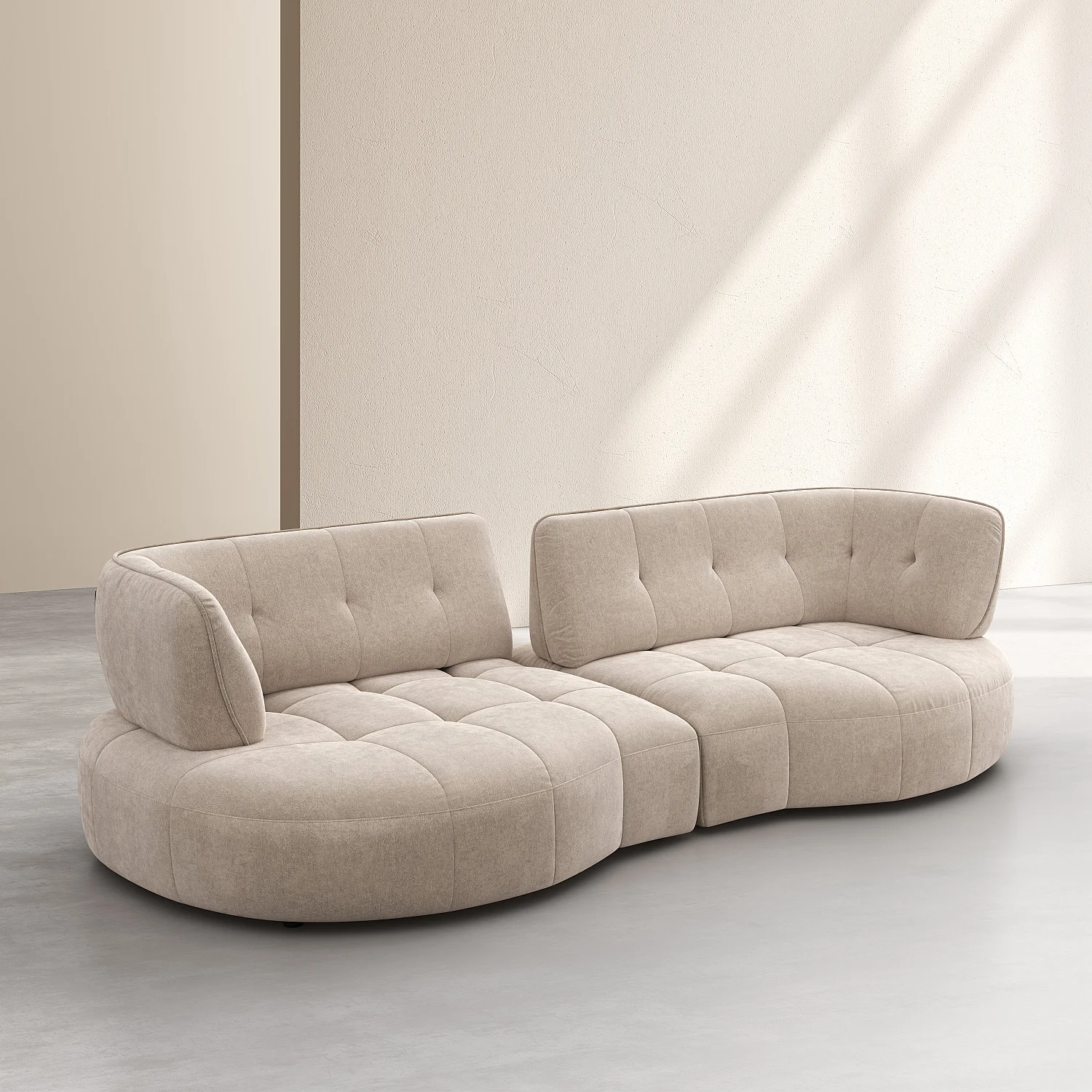 Divano 4 posti trapuntato in tessuto con schienale avanti-indietro - Crema - 3