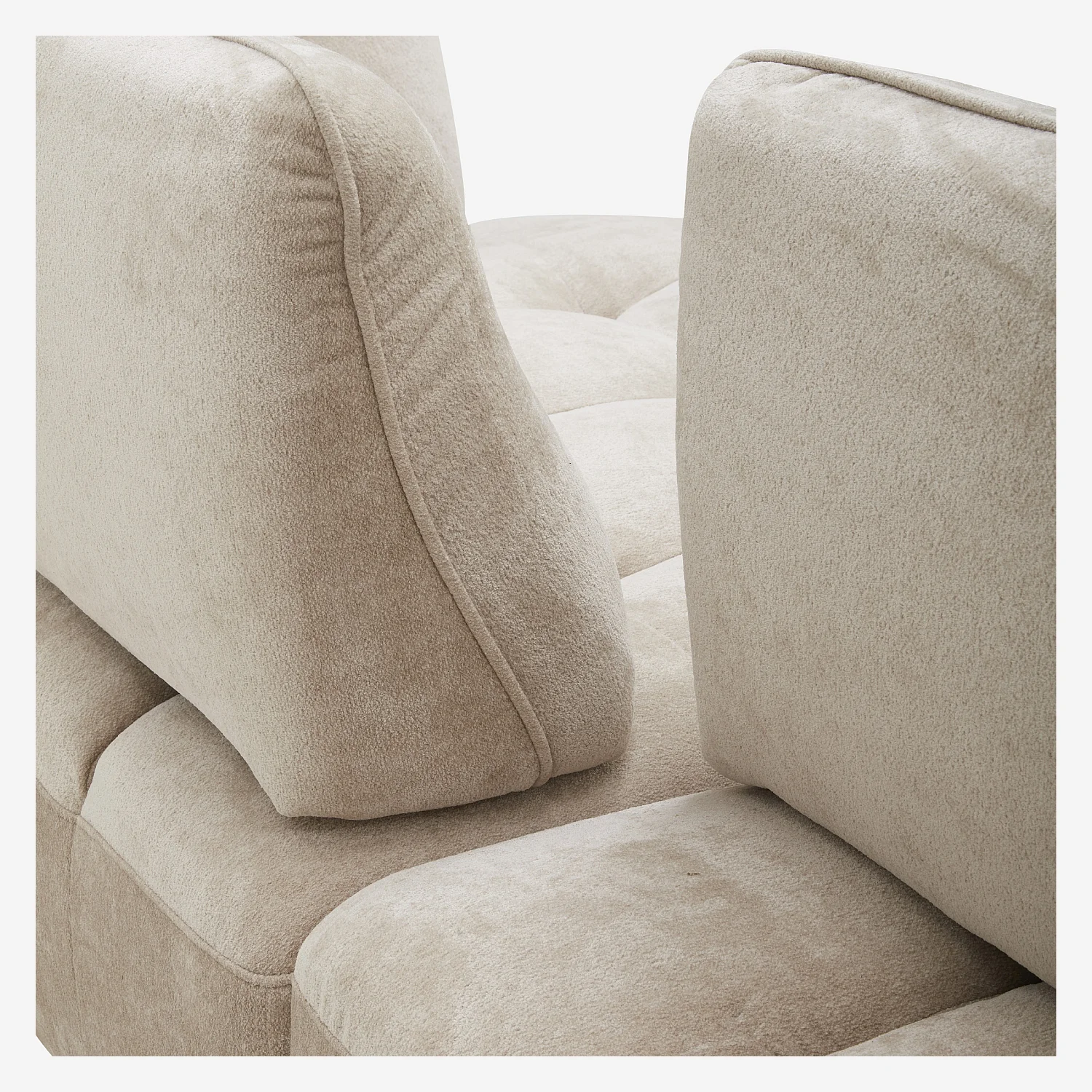 Canapé 4 places capitonné en tissu avec dossier avance-recule - Crème - 7