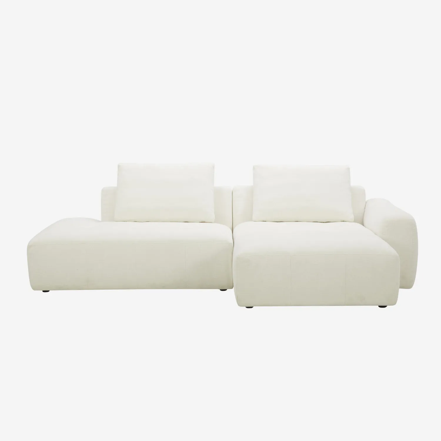 Ecksofa rechts mit Leinen - Elfenbein - 1