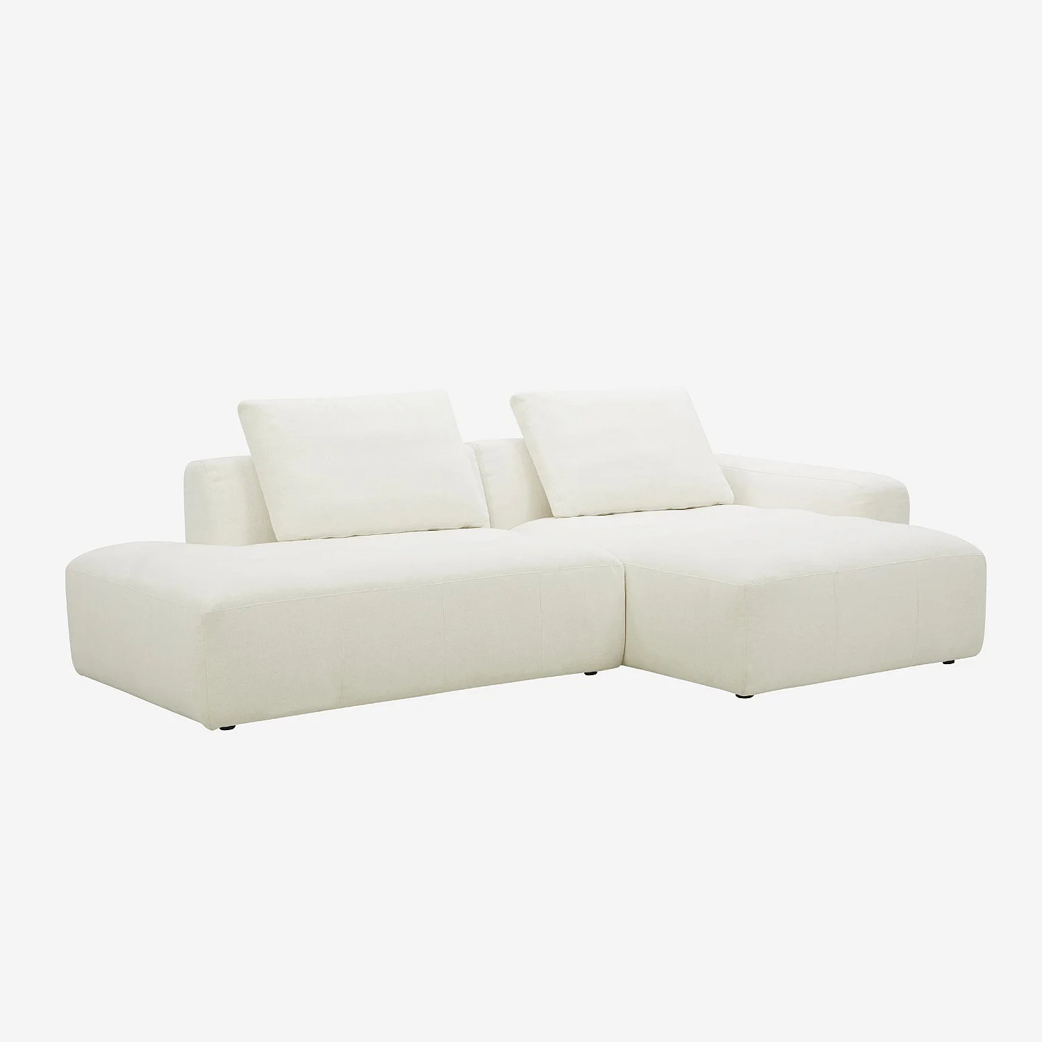 Ecksofa rechts mit Leinen - Elfenbein - 4