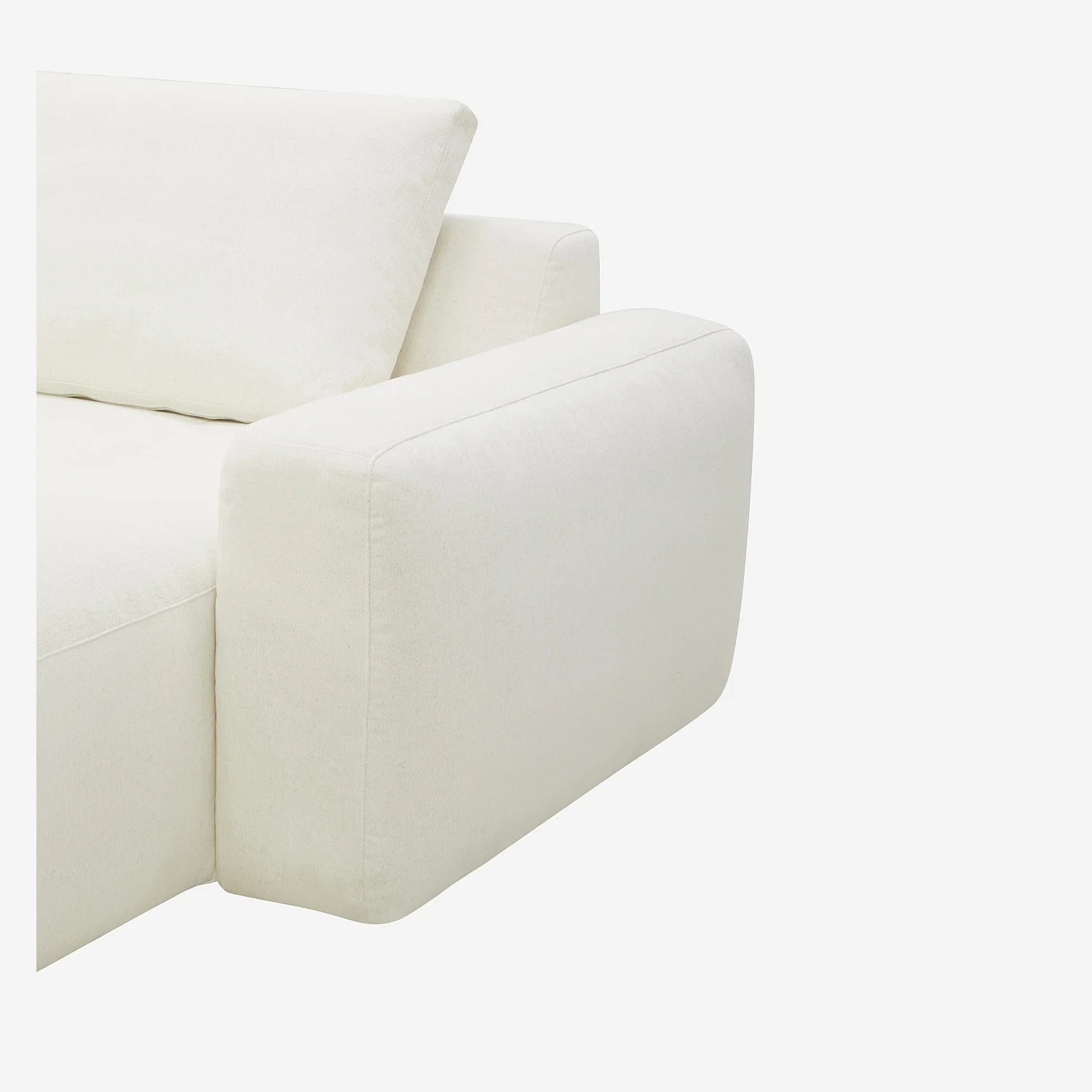 Ecksofa rechts mit Leinen - Elfenbein - 5