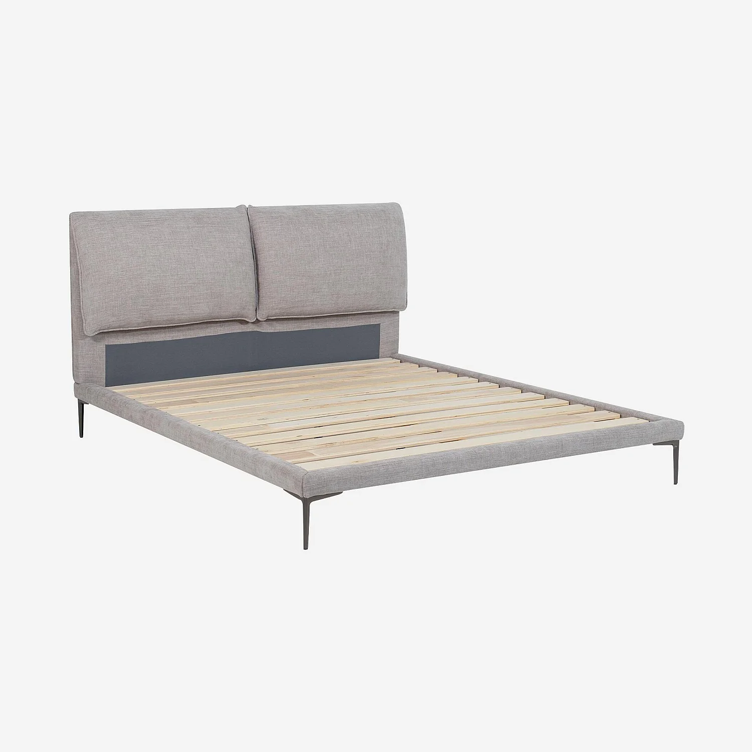Ensemble lit 160 x 200 cm en tissu et matelas Hybride Excellence - Gris perle - 3