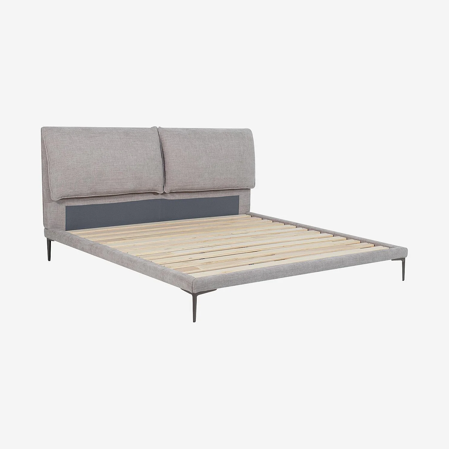 Ensemble lit 180 x 200 cm en tissu et matelas Hybride Excellence - Gris perle - 3
