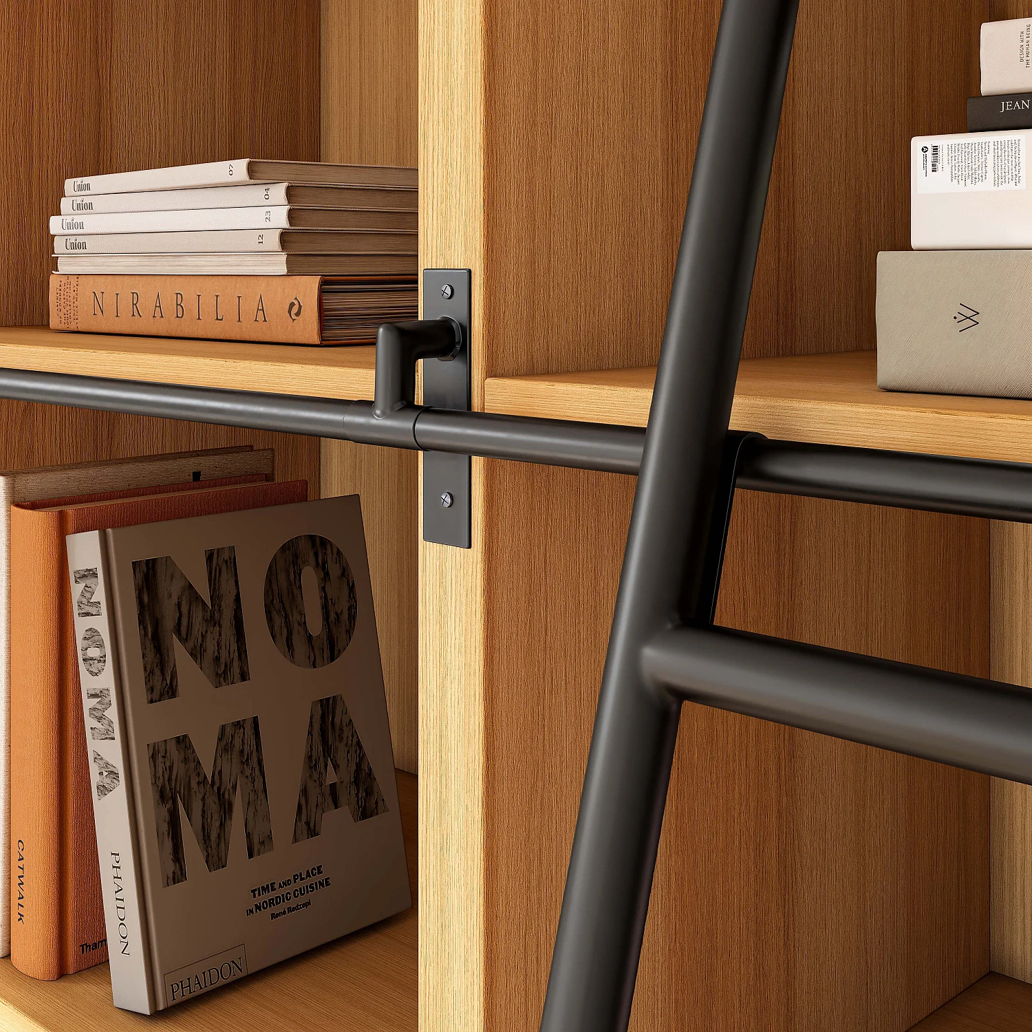 Große Eichenbibliothek mit abnehmbarer Leiter - Natur - Design von Hélèna Pille - 2