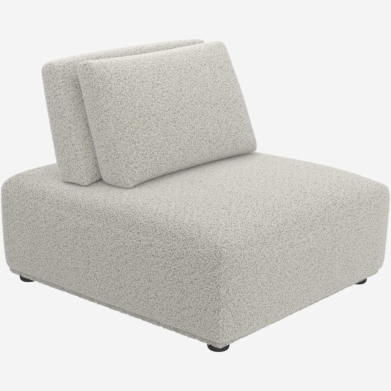 Canapé 3 places modulable en tissu bouclette avec dossier avance-recule et repose-pieds - Gris perle - 13