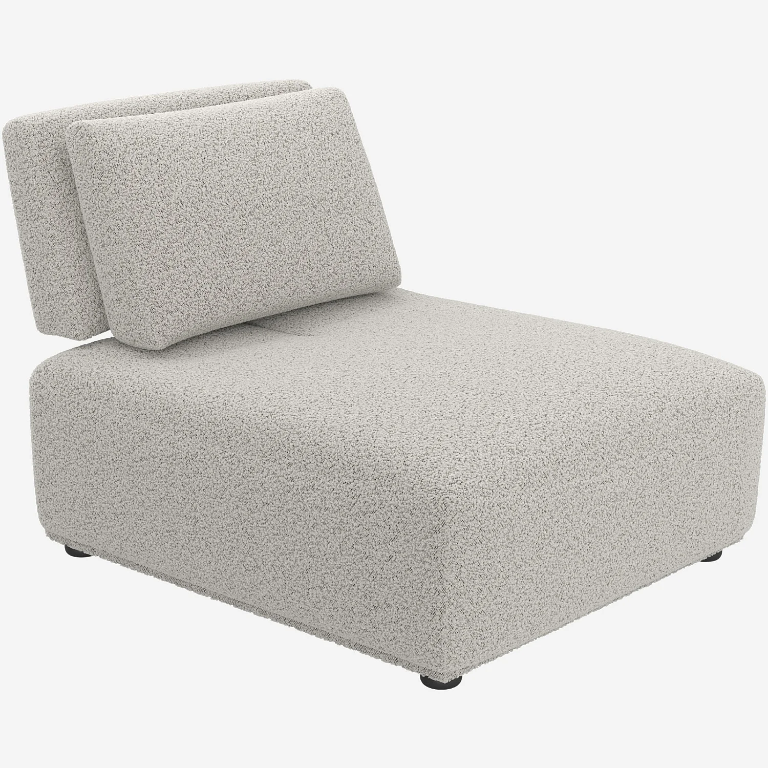 Canapé 3 places modulable en tissu bouclette avec dossier avance-recule et repose-pieds - Gris perle - 15