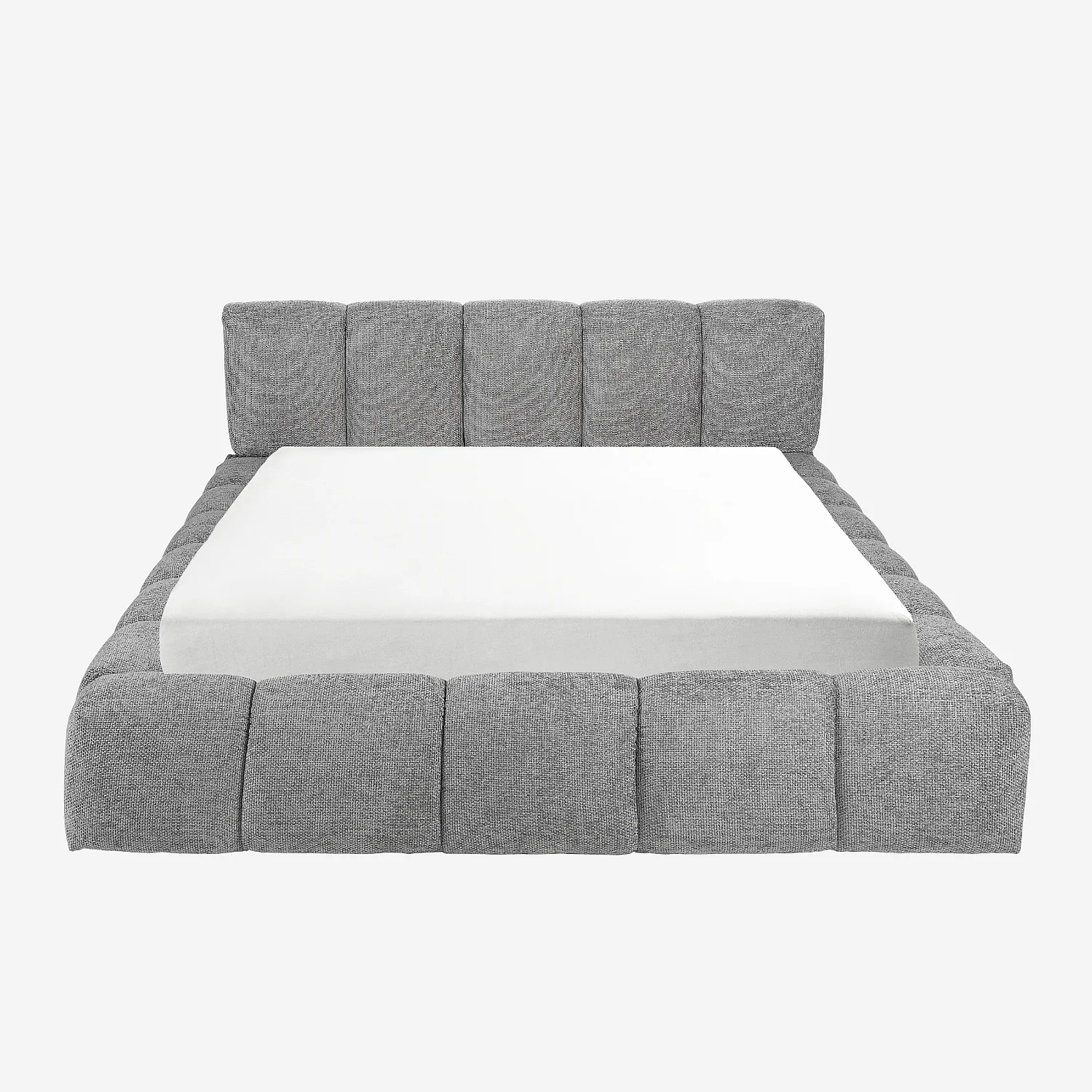 Lit coffre 160 x 200 cm en tissu chenille - Gris galet - 5