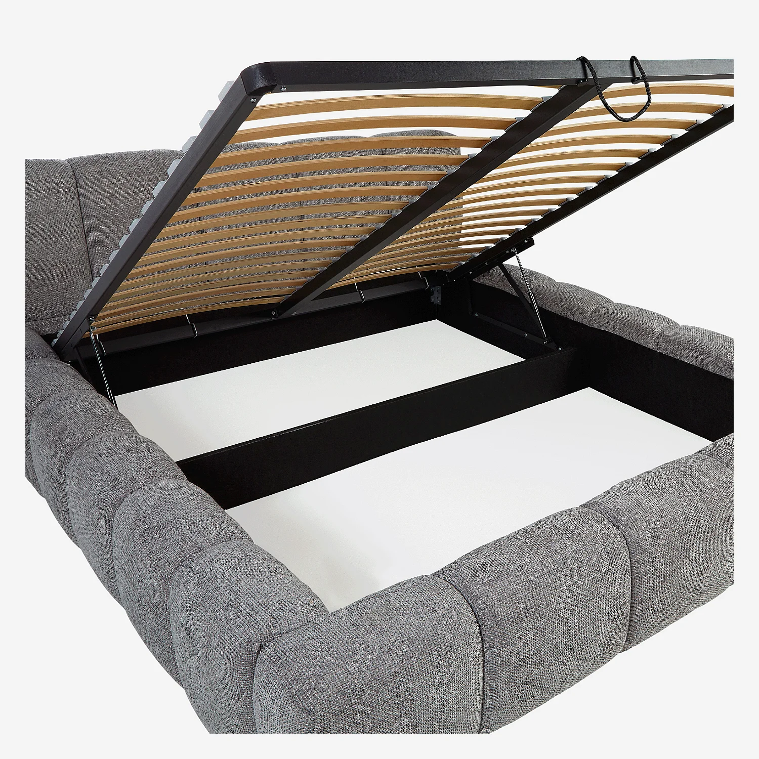 Lit coffre 160 x 200 cm en tissu chenille - Gris galet - 8