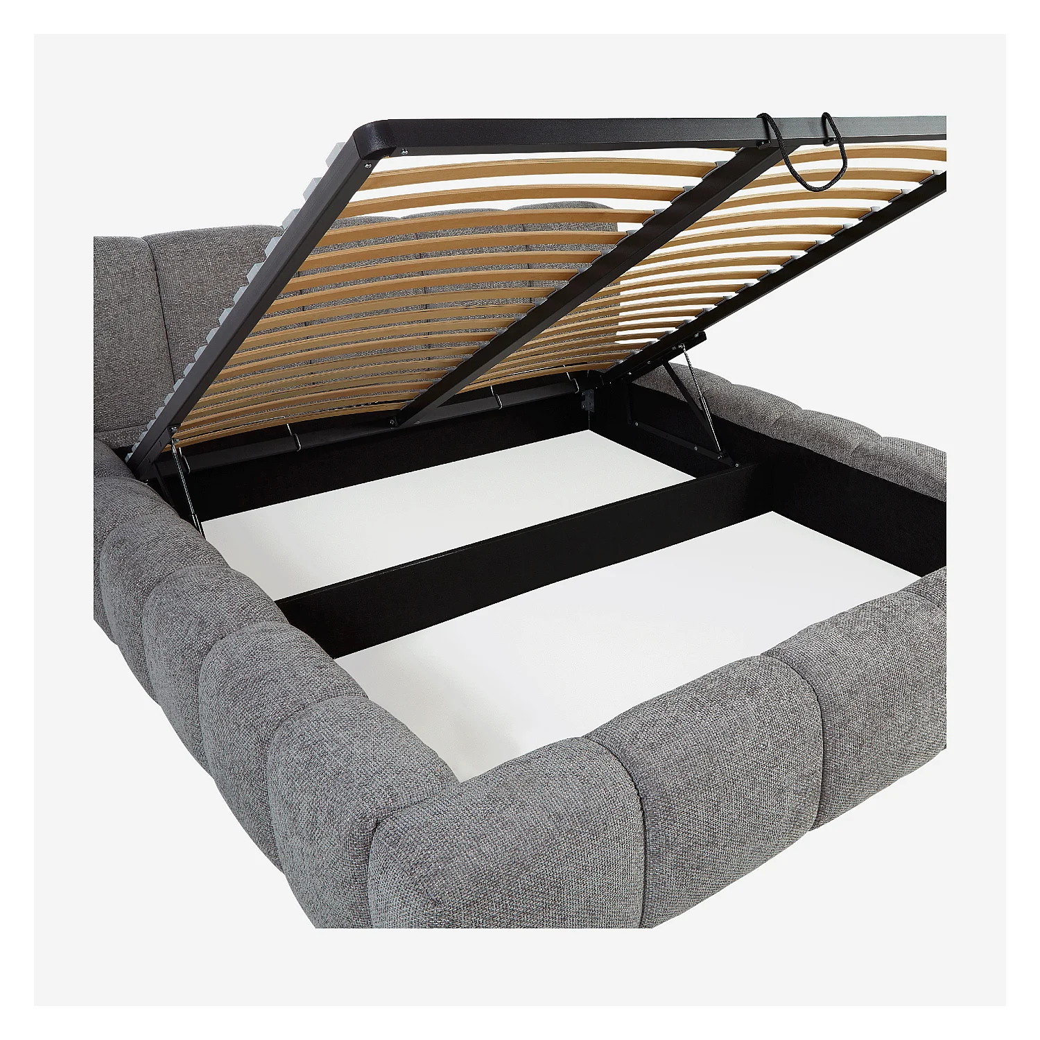 Lit coffre 160 x 200 cm en tissu chenille - Gris galet - 8