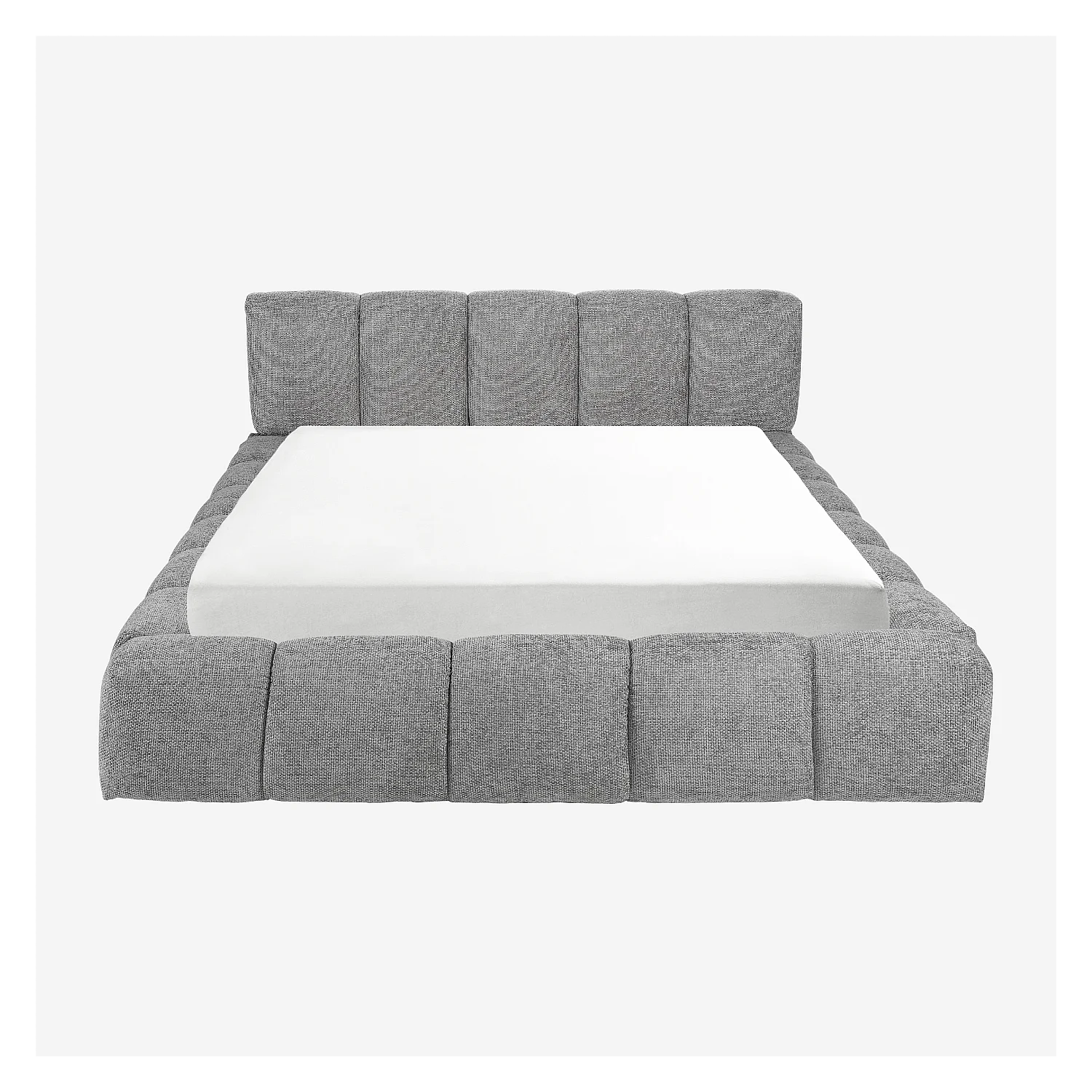 Lit coffre 160 x 200 cm en tissu chenille - Gris galet - 5