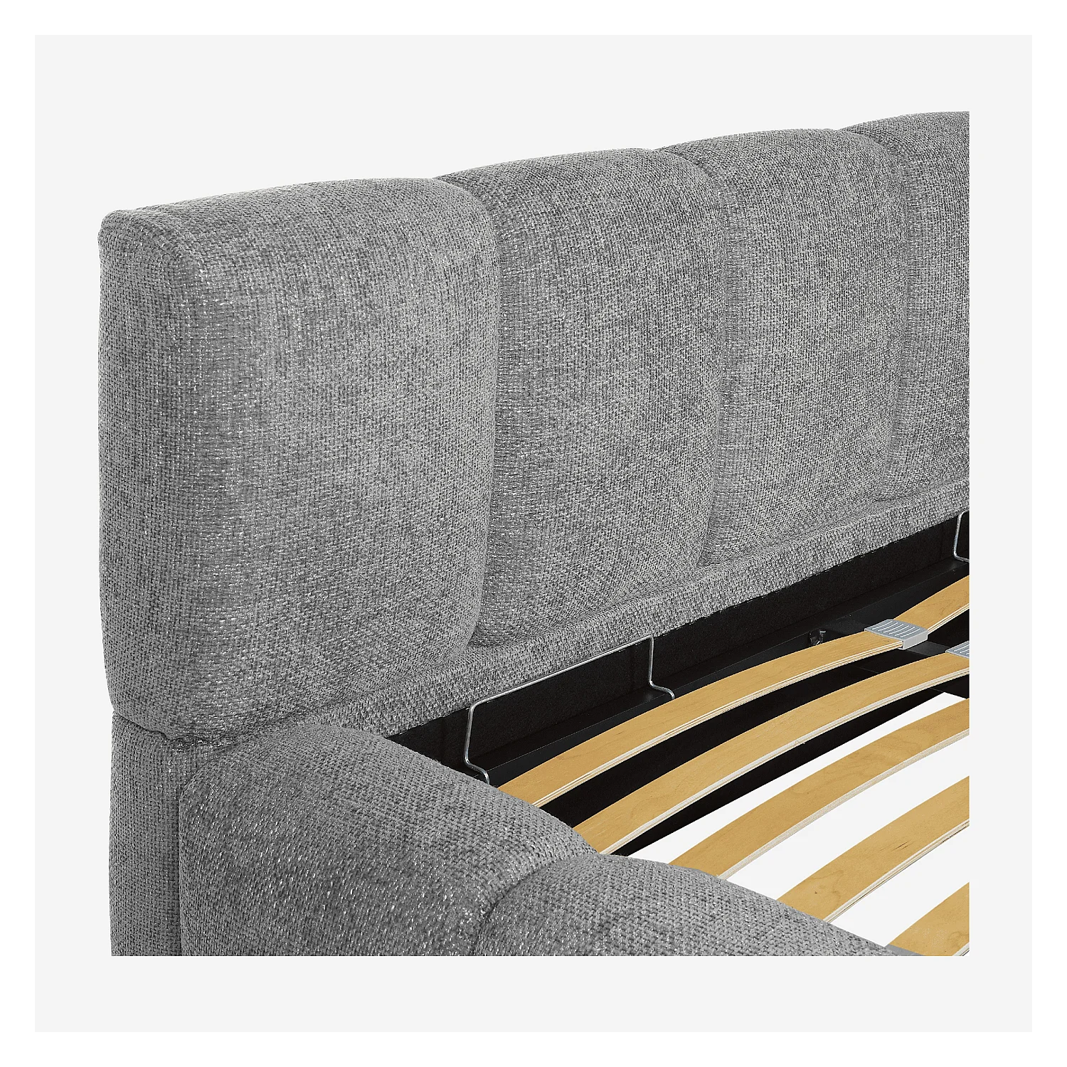 Lit coffre 160 x 200 cm en tissu chenille - Gris galet - 7